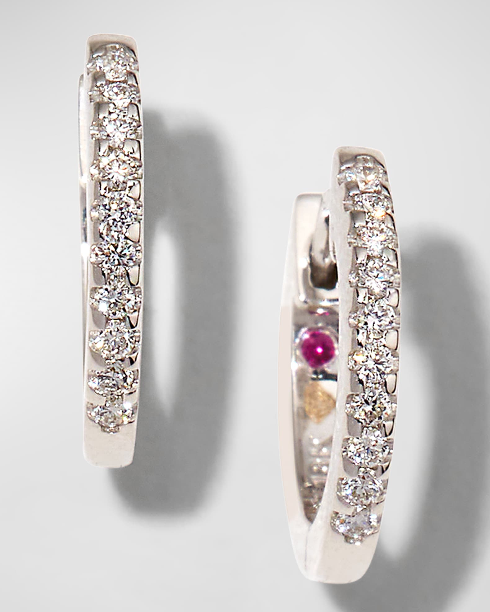 18K Gold Micro Diamond Hoop Earrings 0