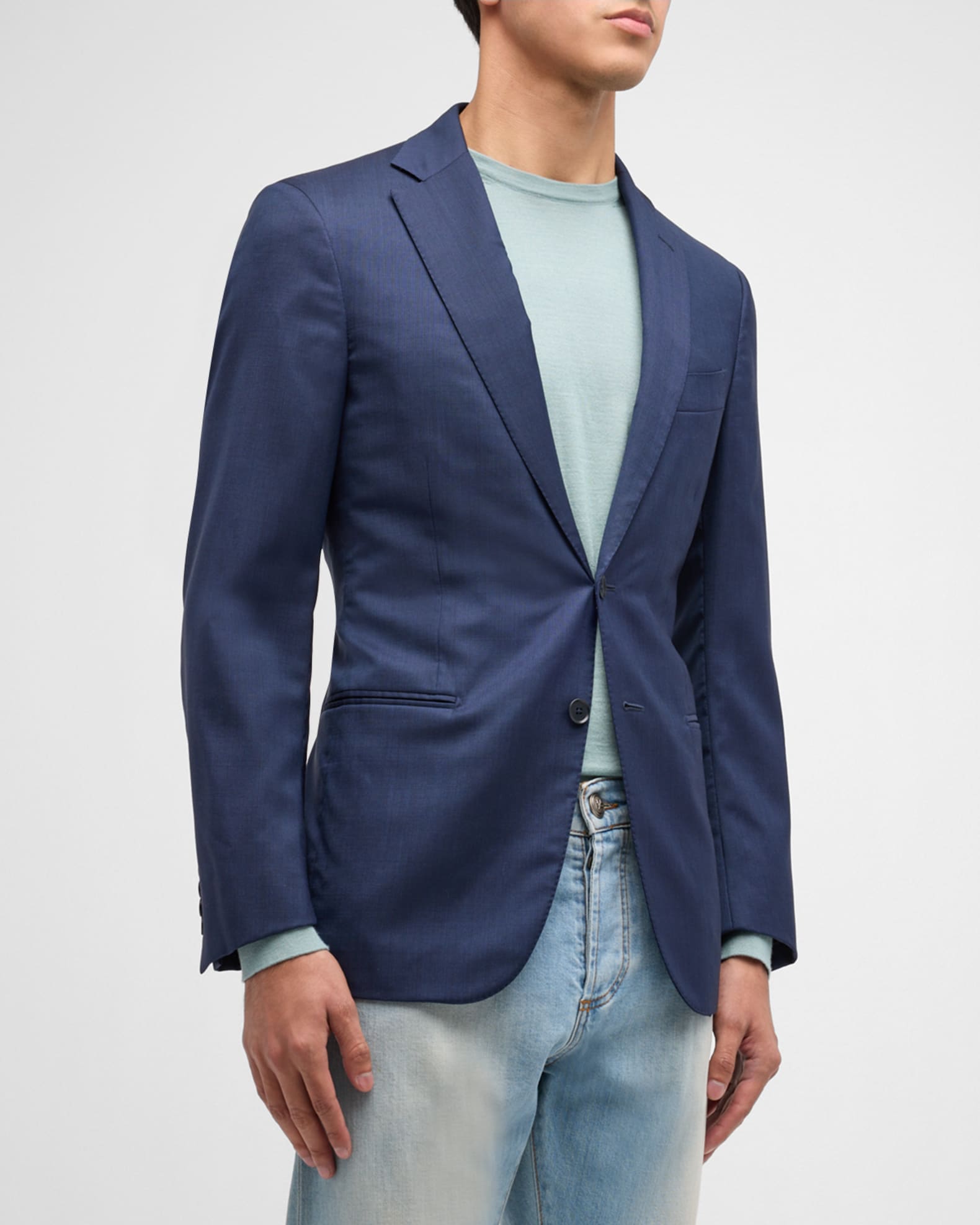 Isaia Solid Cashmere Blend Sport Coat Blue Men s 60R EU 48r US