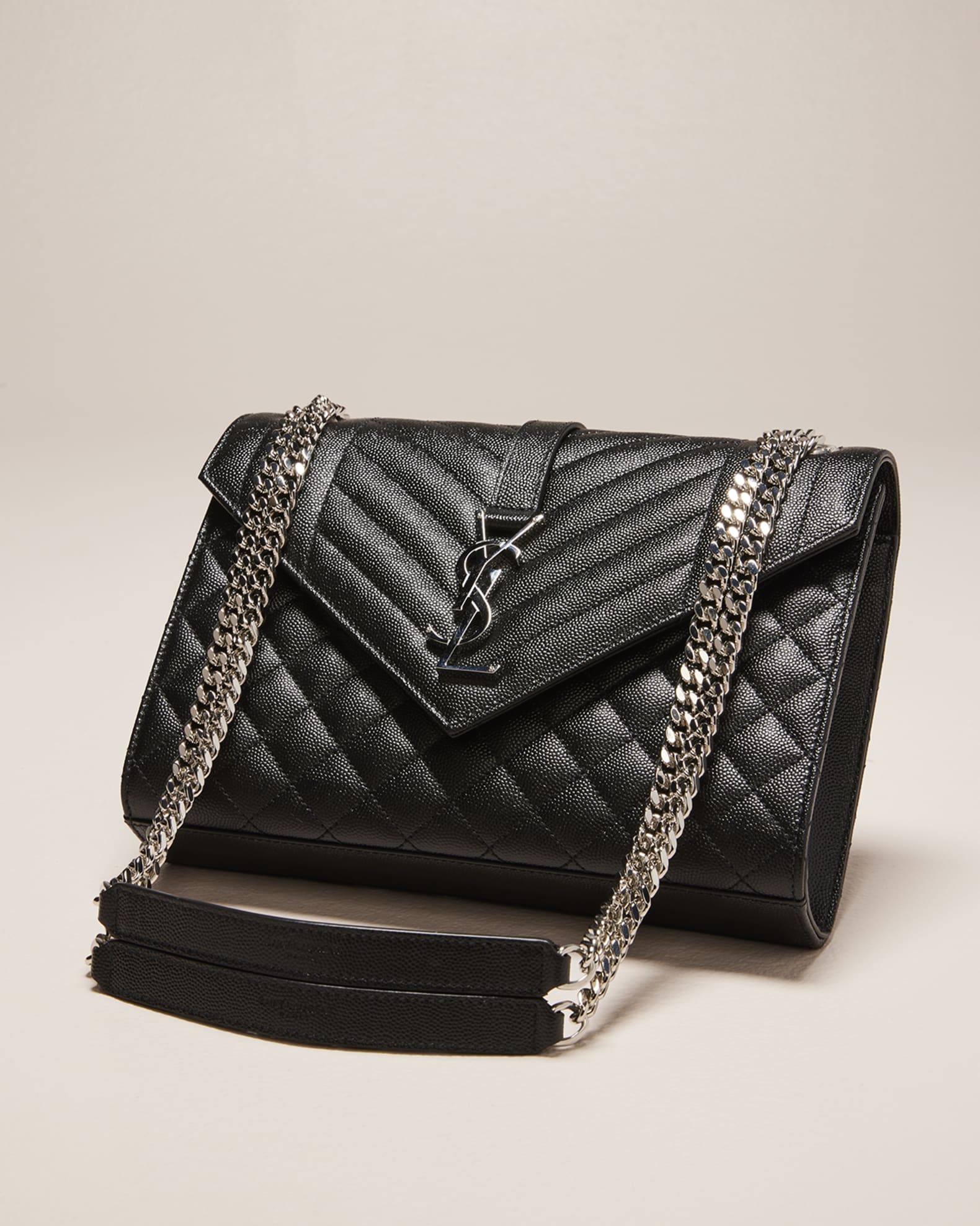 Saint Laurent Envelope Triquilt Medium YSL Shoulder Bag in Grained Leather Neiman Marcus