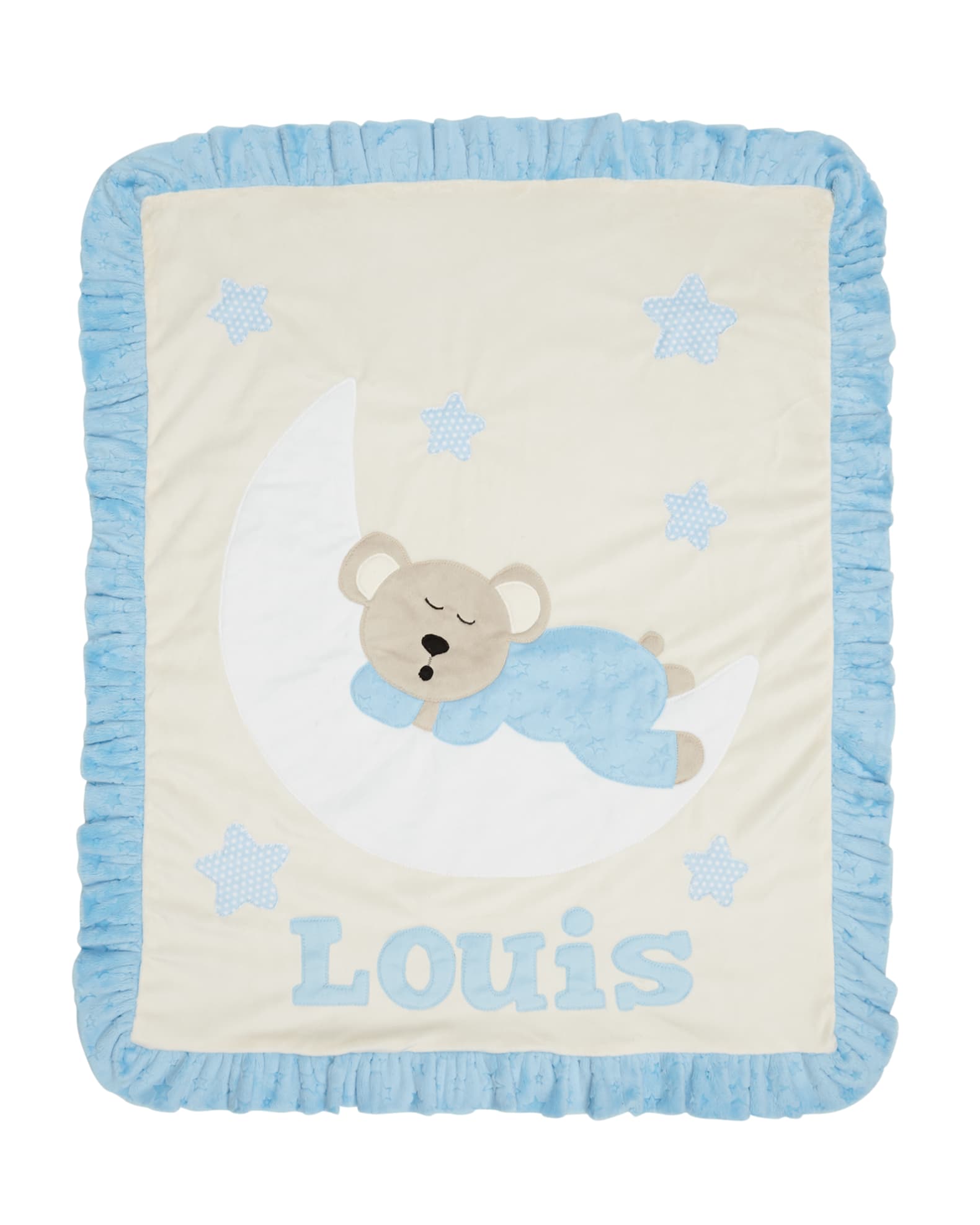 Personalized Goodnight Teddy Plush Blanket, Blue 1
