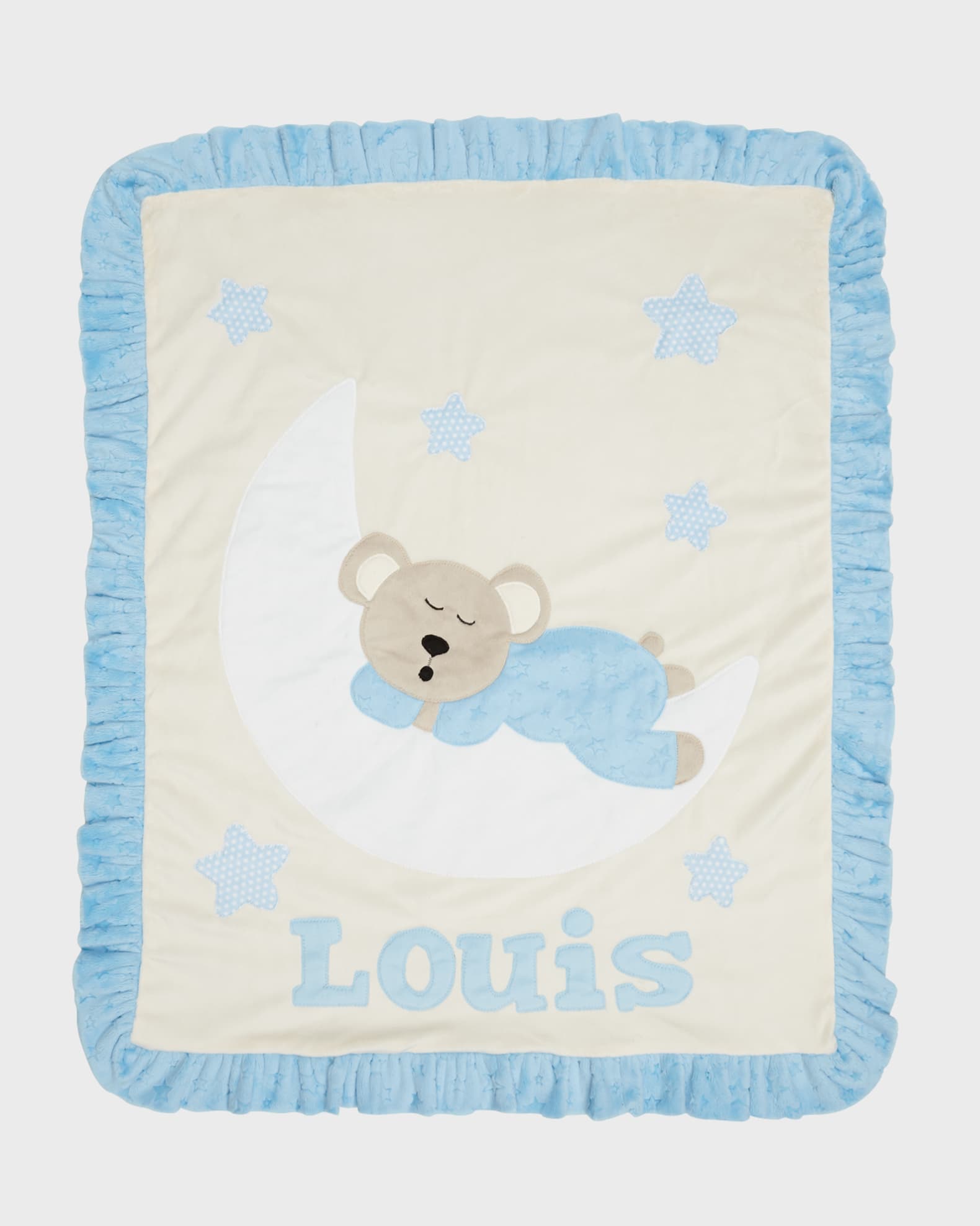 Personalized Goodnight Teddy Plush Blanket, Blue 0