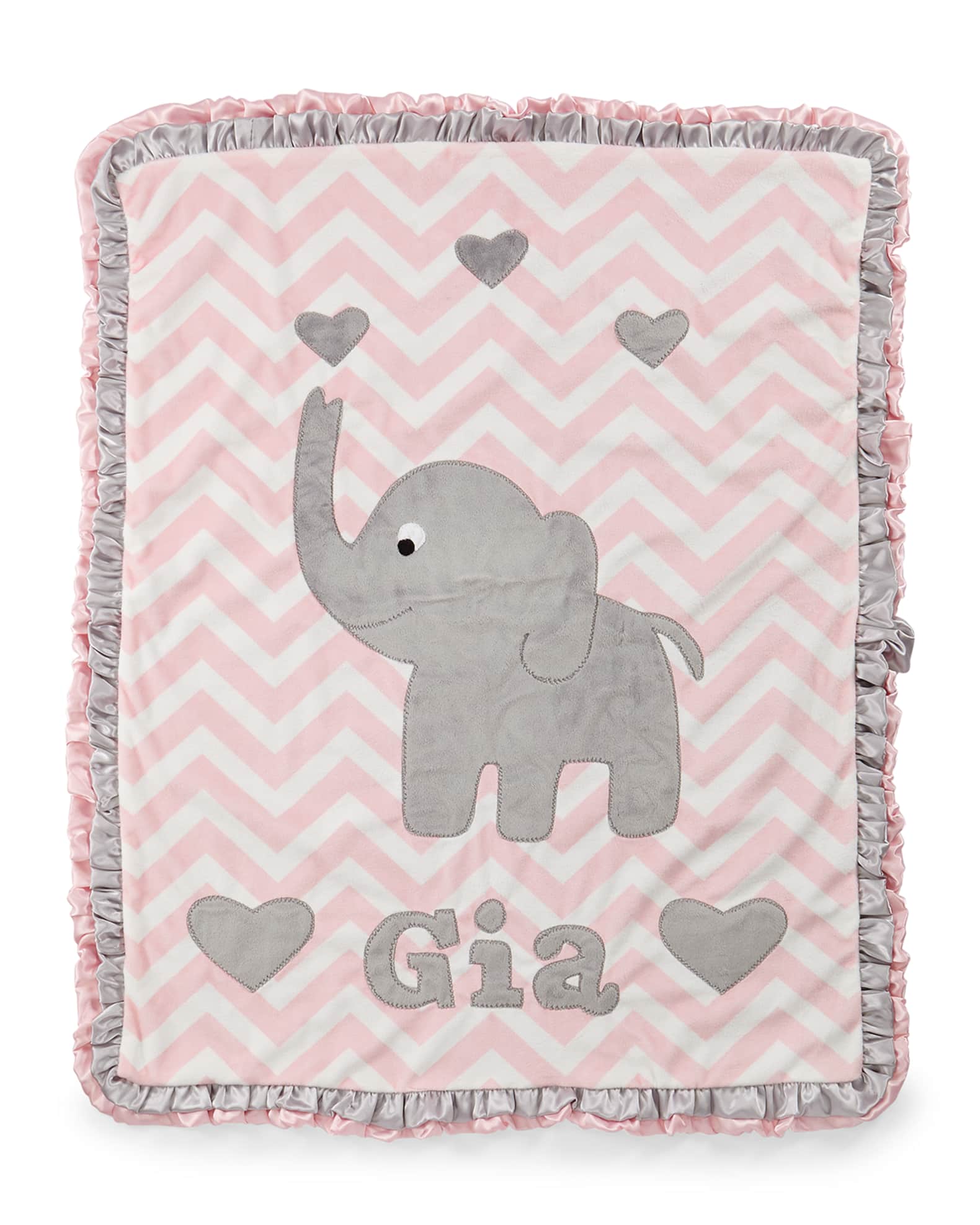 Personalized Big Foot Elephant Plush Blanket, Pink 0