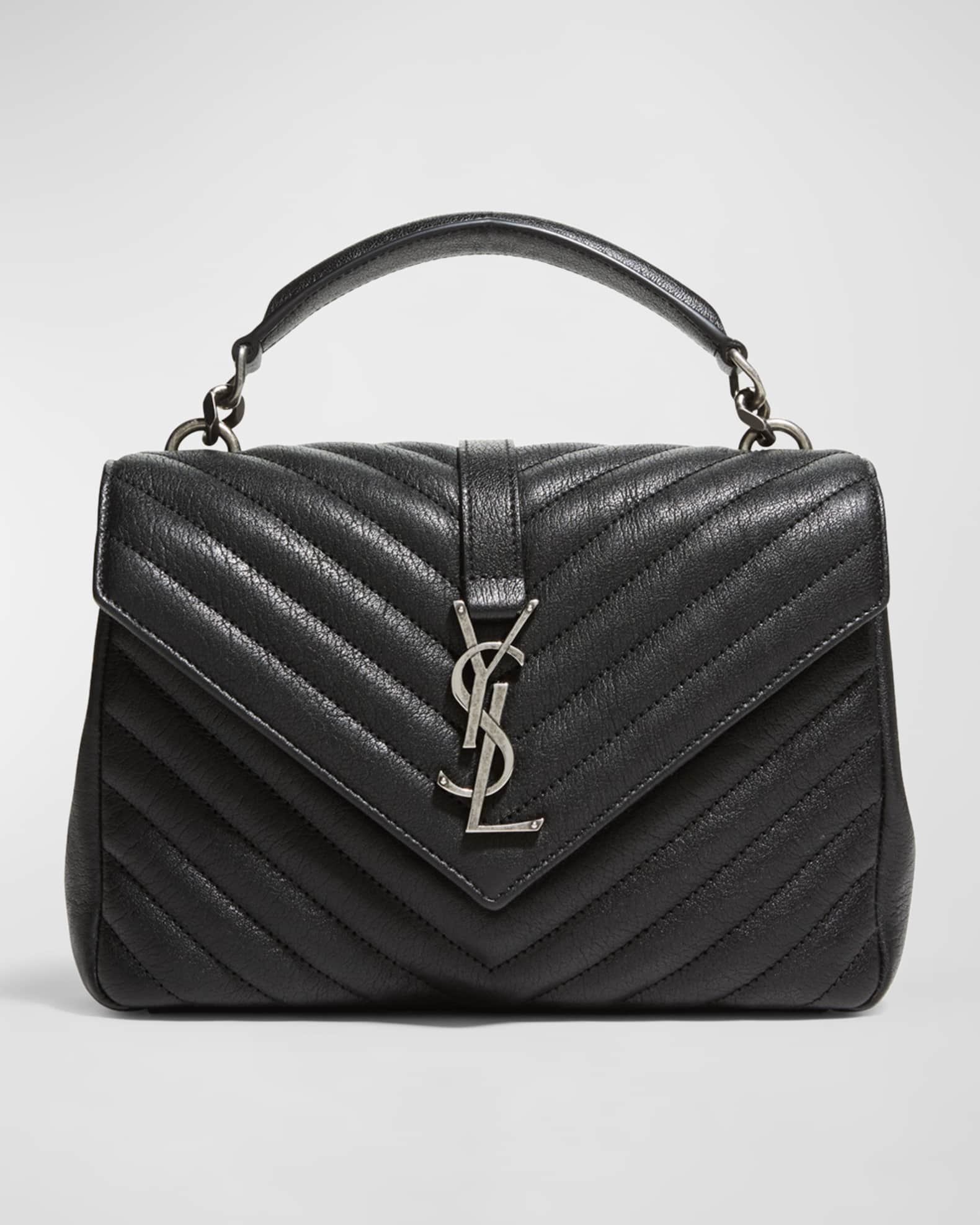 Saint Laurent College Medium Flap YSL Shoulder Bag in Quilted Leather ...