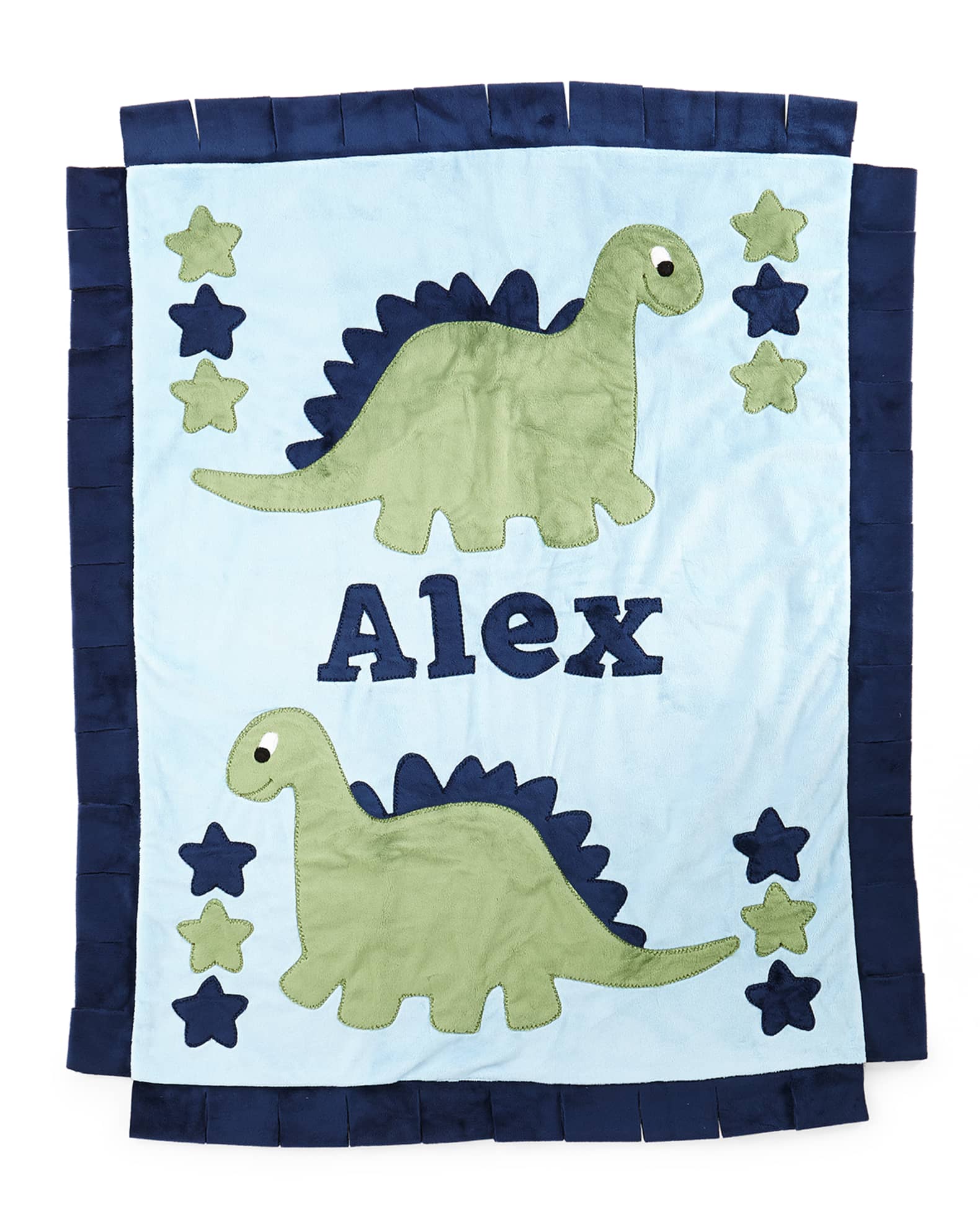 Boogie Baby Personalized Dino the Dinosaur Plush Blanket, Blue/Green