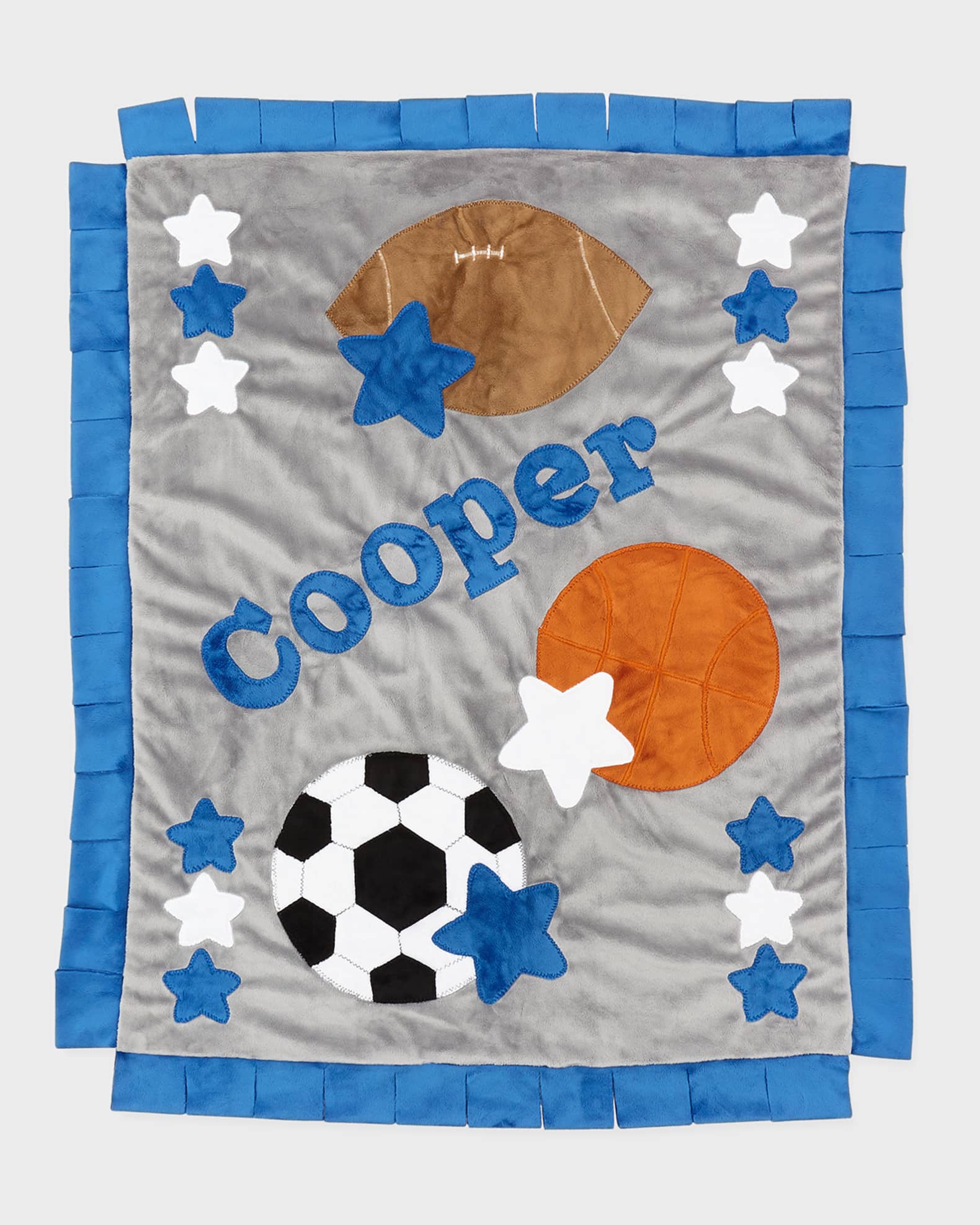 Boogie Baby Personalized Good Sport Plush Blanket, Gray/Blue
