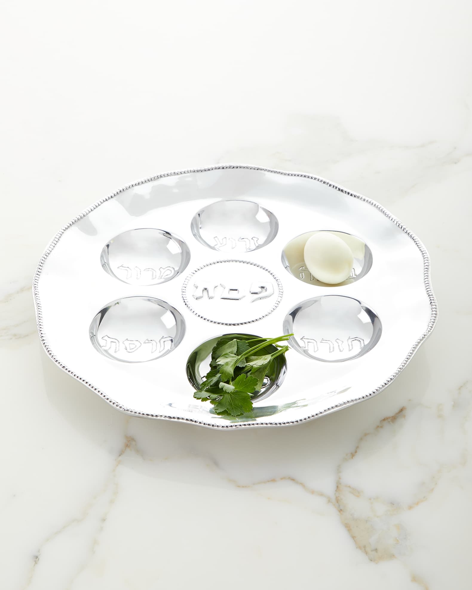 Judaica Seder Plate with Metal Pearls 0