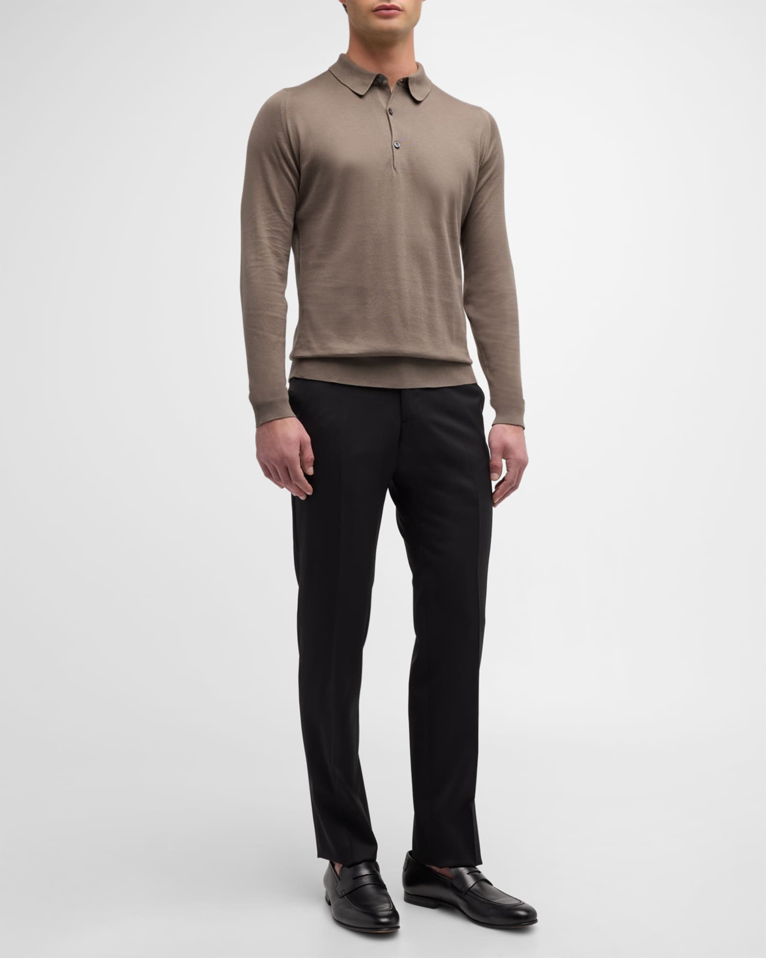 Emporio Armani Basic Flat-Front Wool Trousers | Neiman Marcus