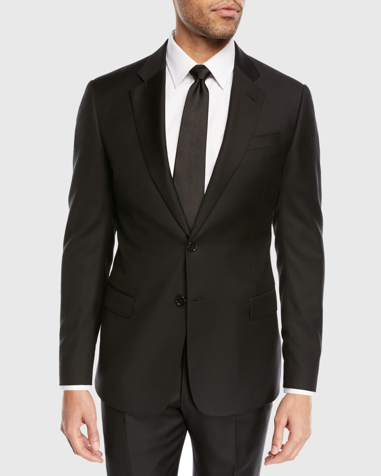 Emporio Armani Super 130s Wool Two-Piece Suit, Black | Neiman Marcus