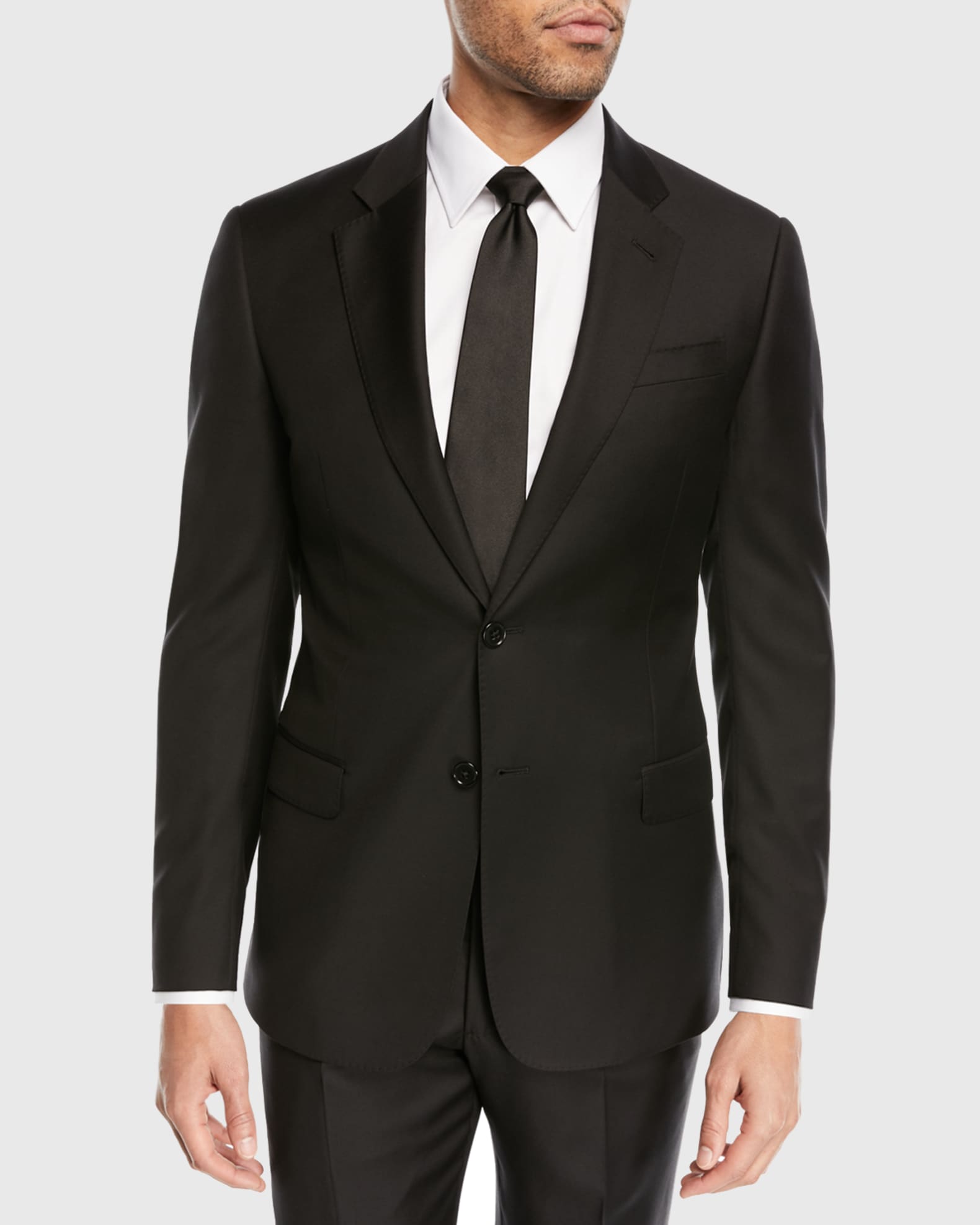 Emporio Armani Super 130s Wool Two-Piece Suit, Black | Neiman Marcus