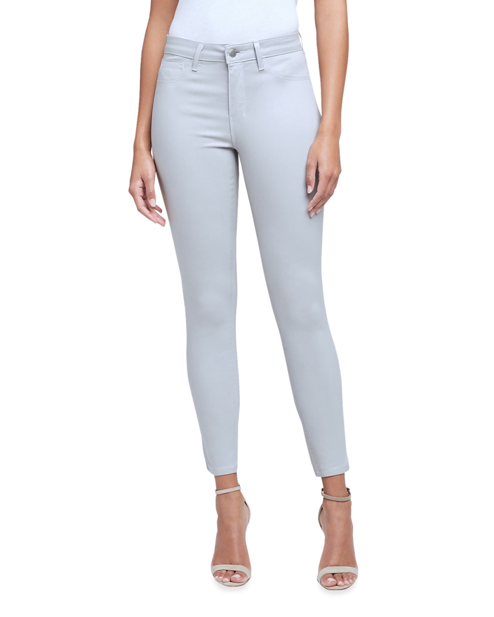 L'Agence Margot High-Rise Coated Skinny Jeans | Neiman Marcus