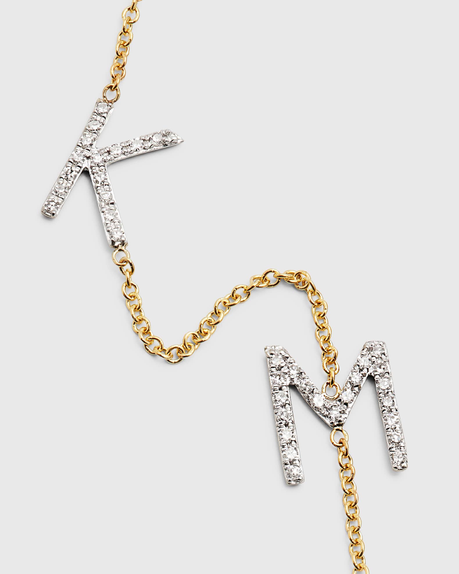 Zoe Lev Jewelry 14k Yellow Gold Personalized 0.22ct Asymmetric Two Initial Necklace with Diamonds Neiman Marcus