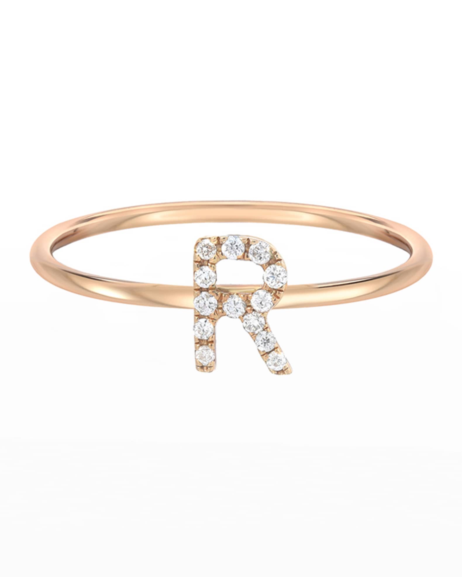 Zoe Lev Jewelry Personalized Diamond Initial Ring in 14K Yellow Gold