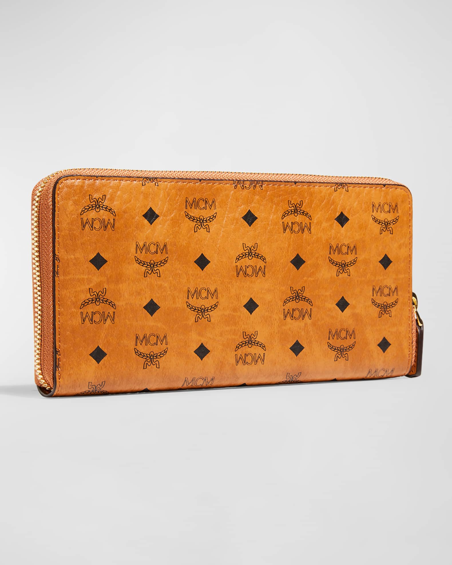 Aren Zip Card Case in Embossed Monogram Leather