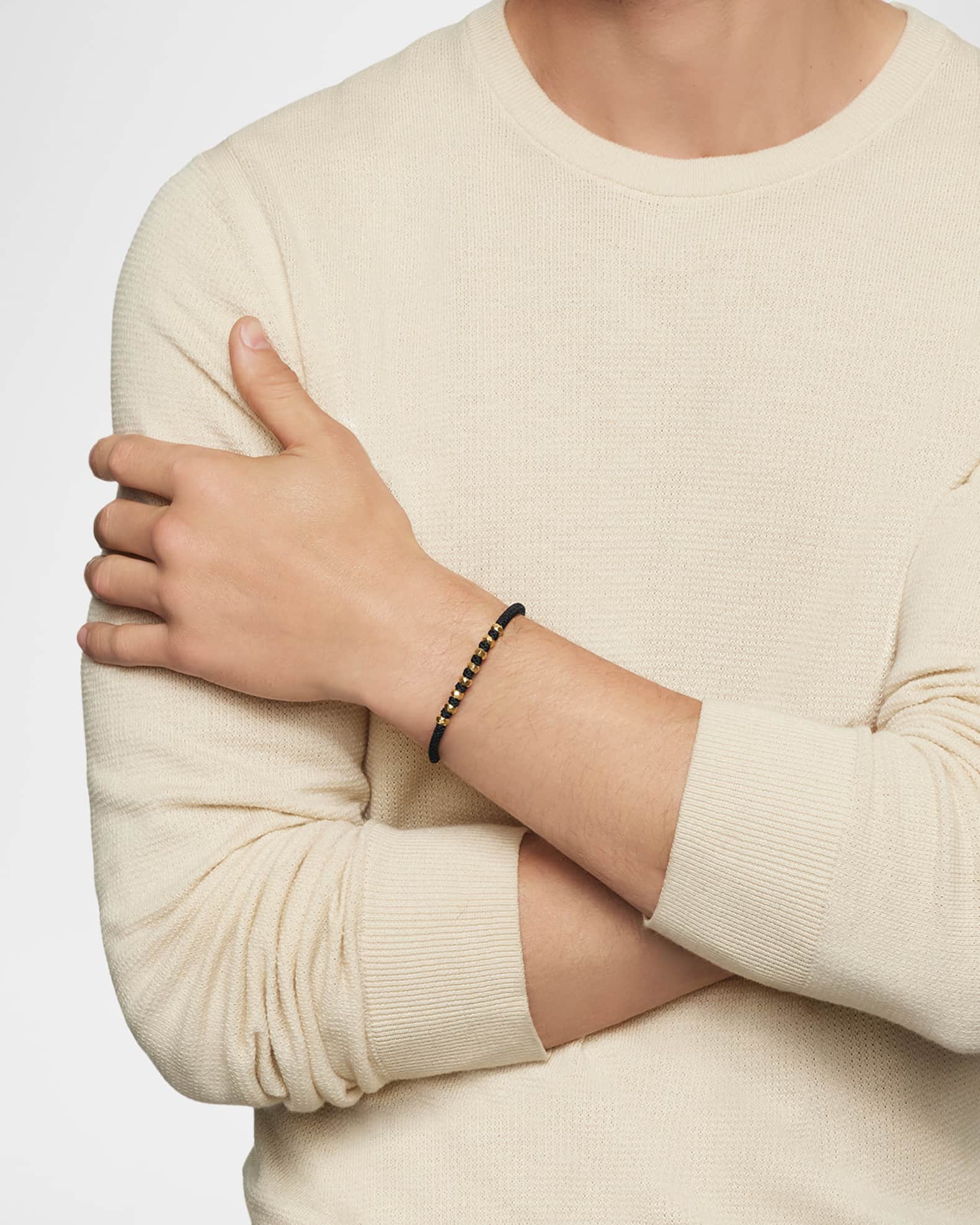 Men's Fortune Woven Bracelet with 18K Gold, 5.5mm 1