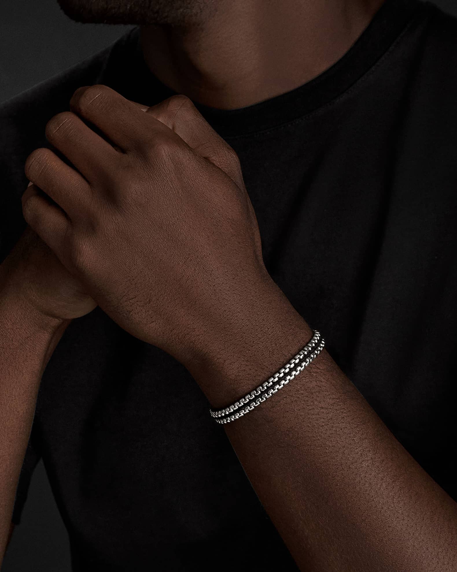 Men's Woven Box Chain Bracelet in Silver, 10mm 1