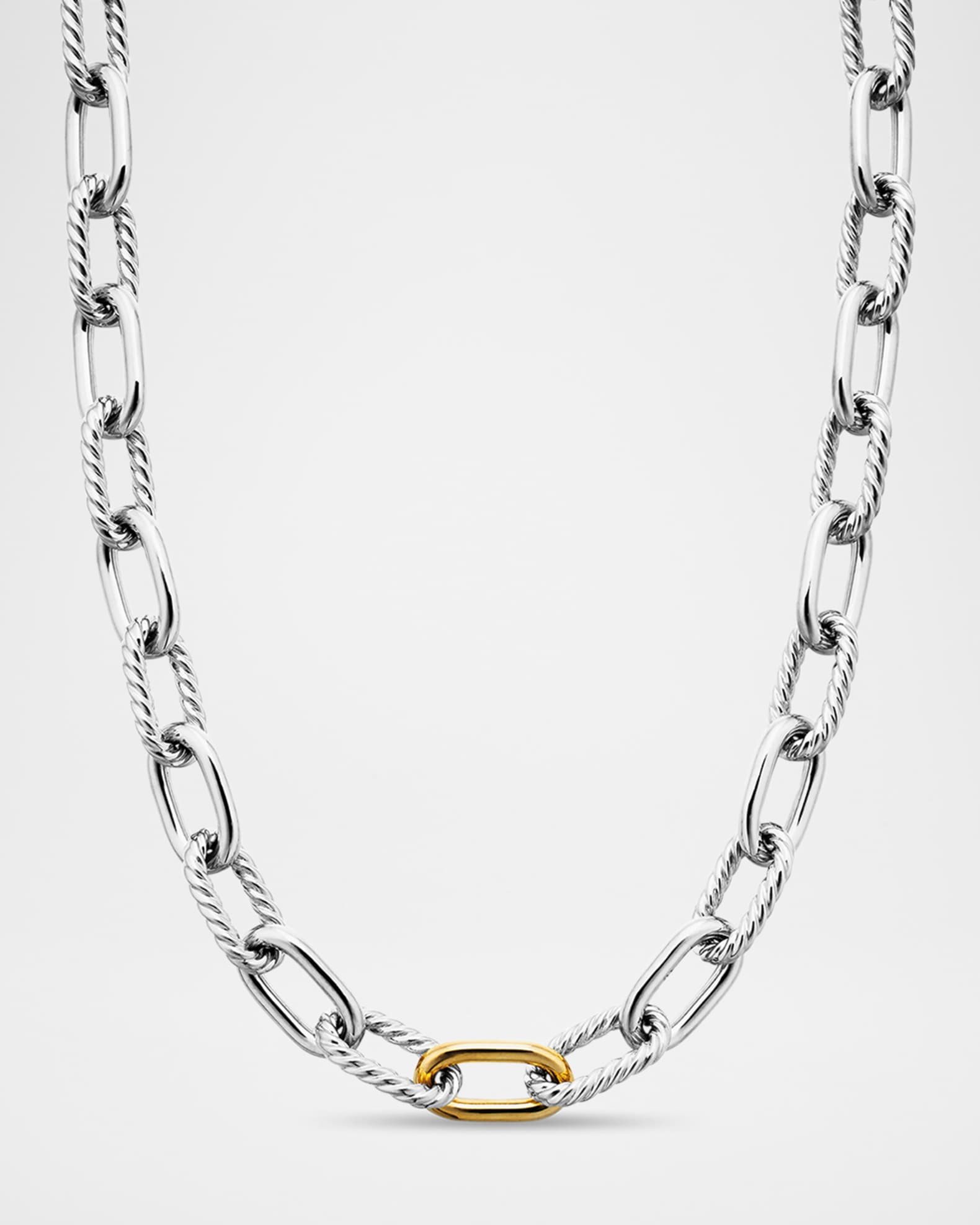 Authentic! Louis Vuitton 18k Tri-Color Gold Diamond 35 Long Link Chain  Necklace