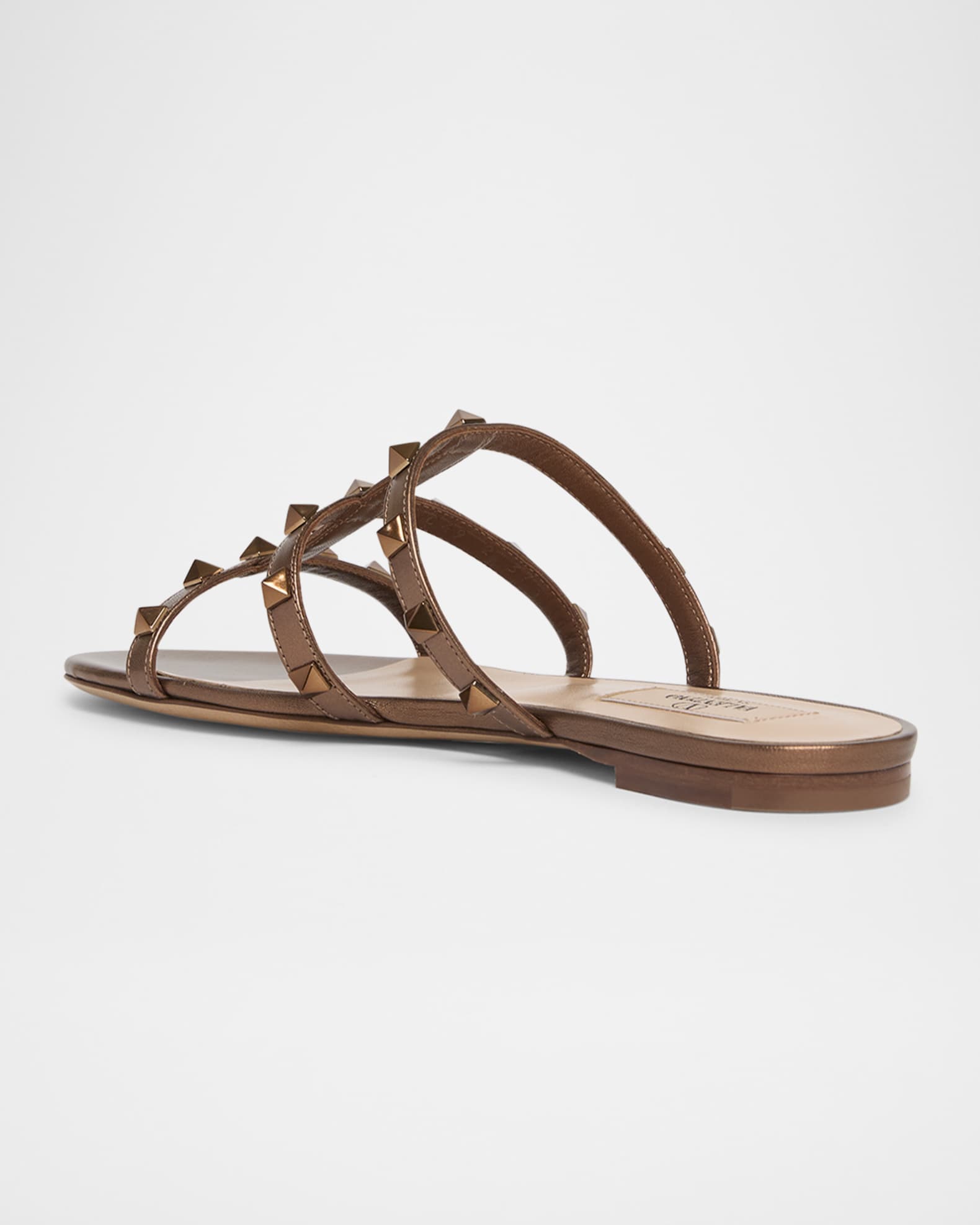サンダル VALENTINO GARAVANI Brown Leather Studshield Sandals Valentino Garavani Brown Leather Studshield Sandals