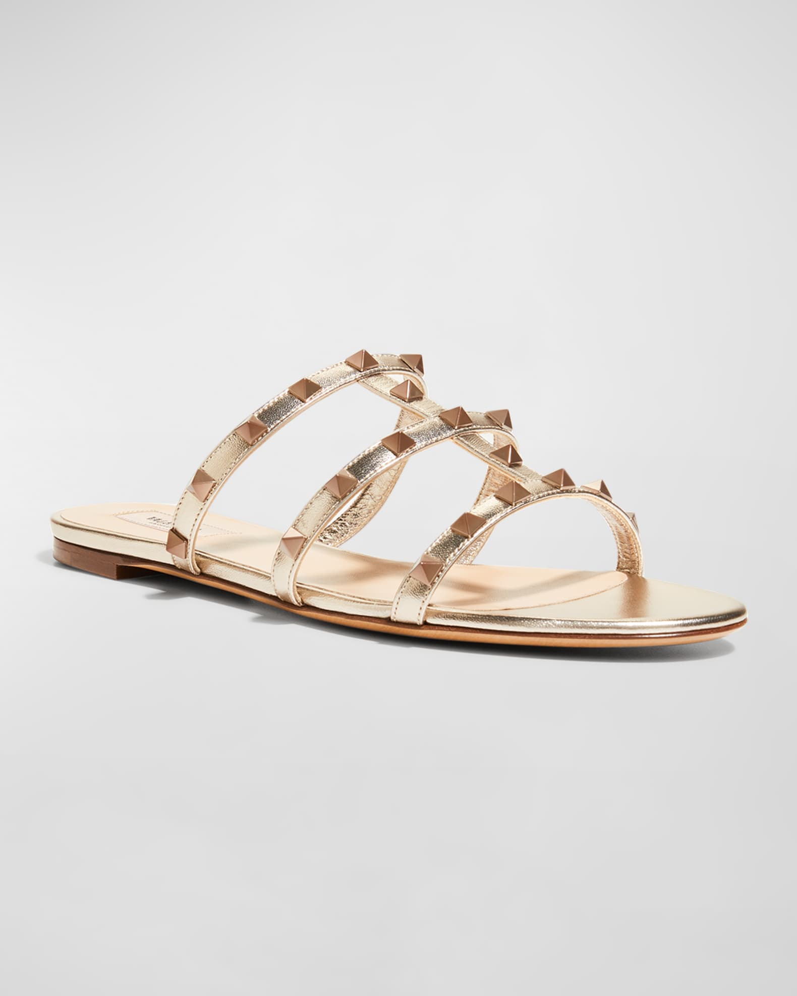 Rockstud Metallic City Flat Slide Sandals