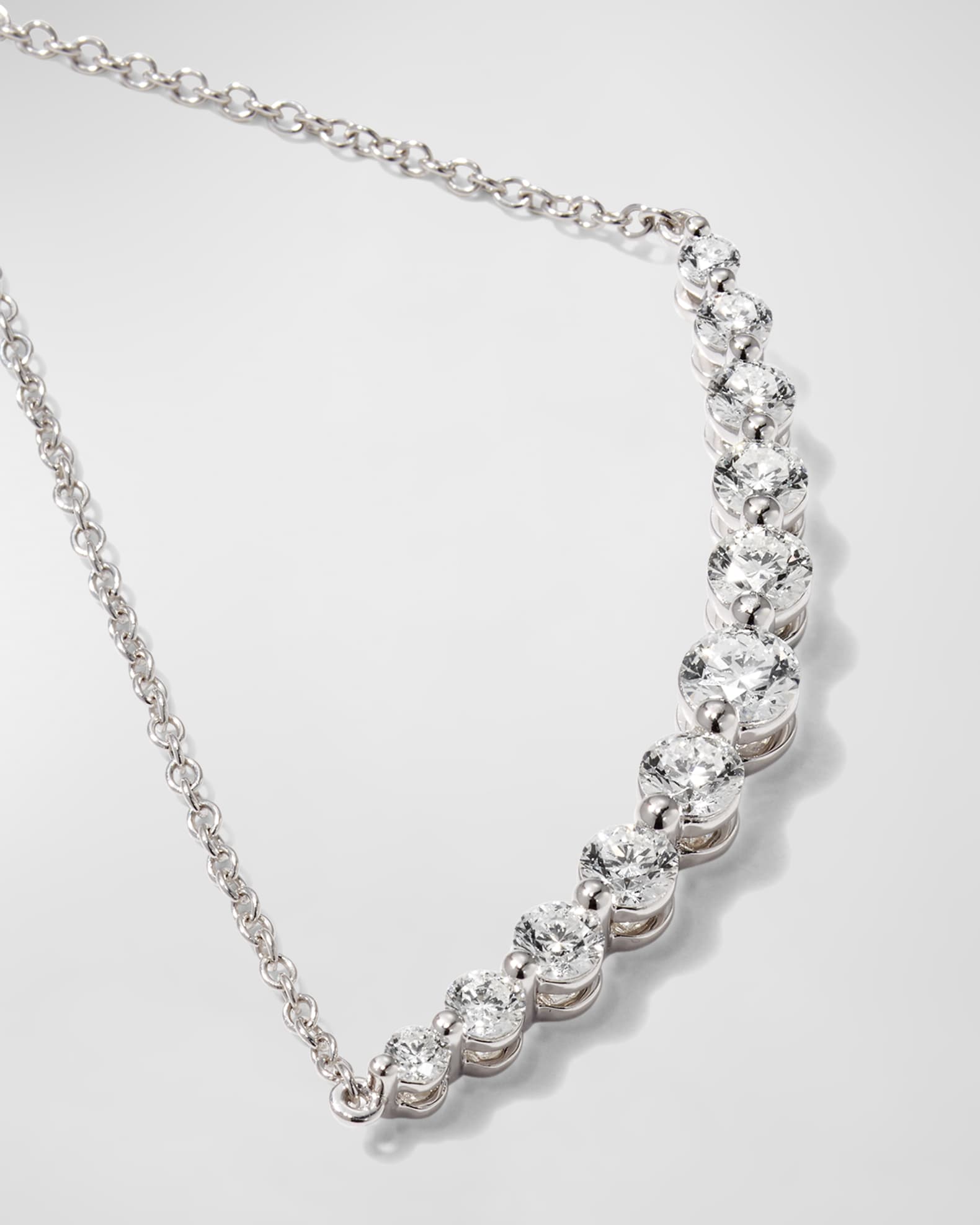 Memoire 18k White Gold Diamond Curved Bar Pendant Necklace Neiman Marcus