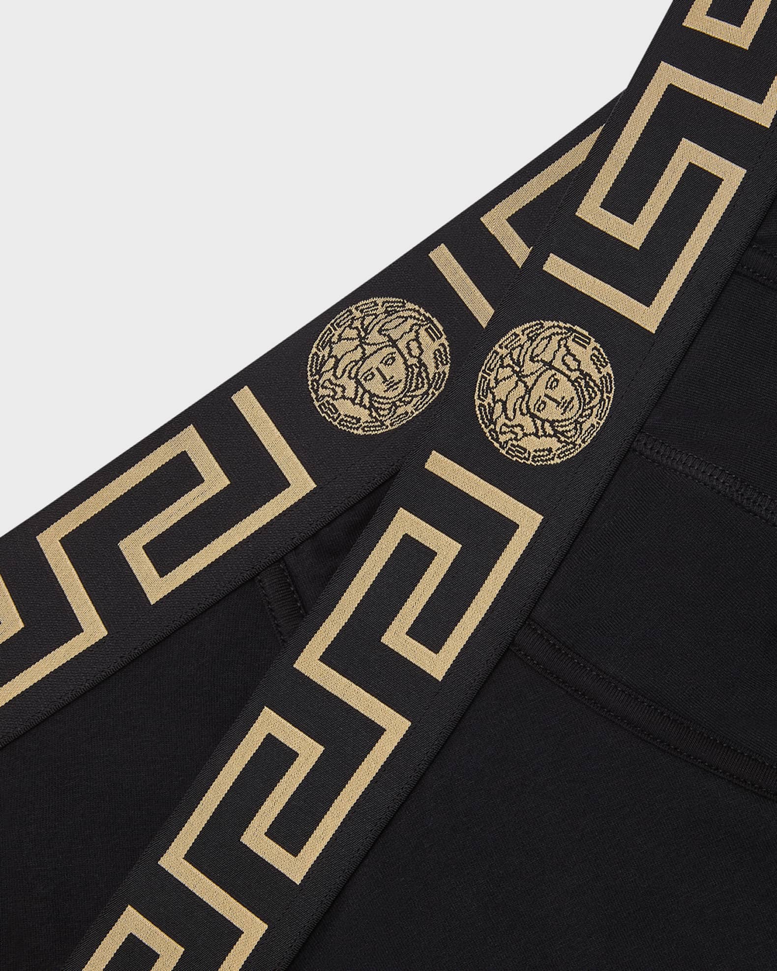 Versace Underwear: Two-Pack Black Greca Border Boxers