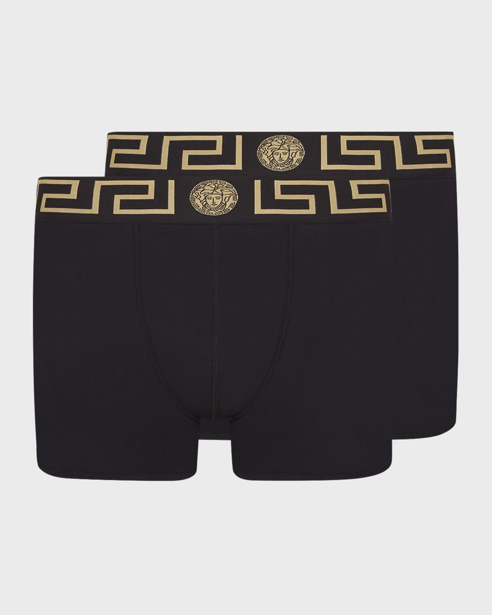 Versace Underwear: Two-Pack Black Greca Border Boxers
