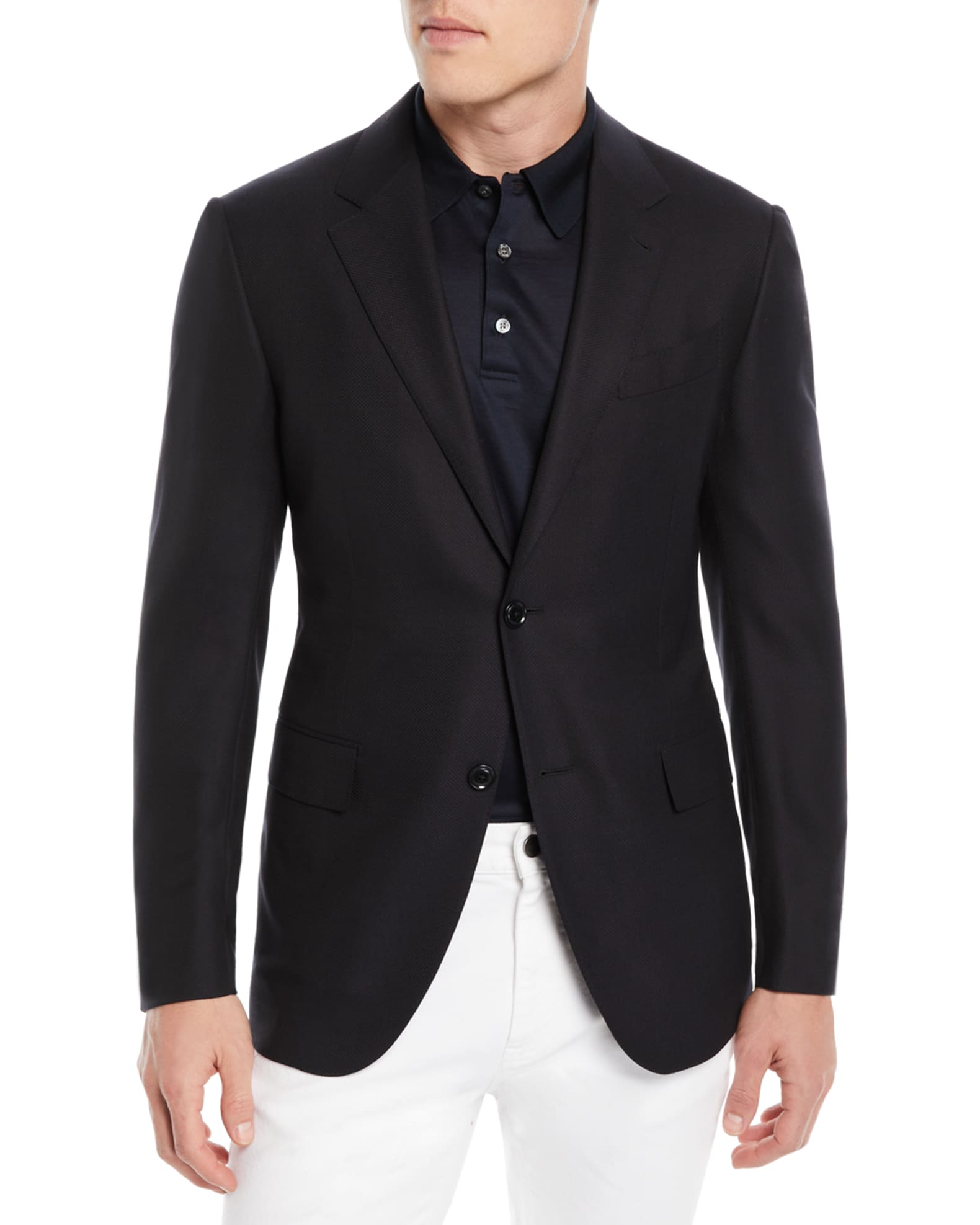 Men's Solid Trofeo Wool Regular-Fit Blazer Jacket