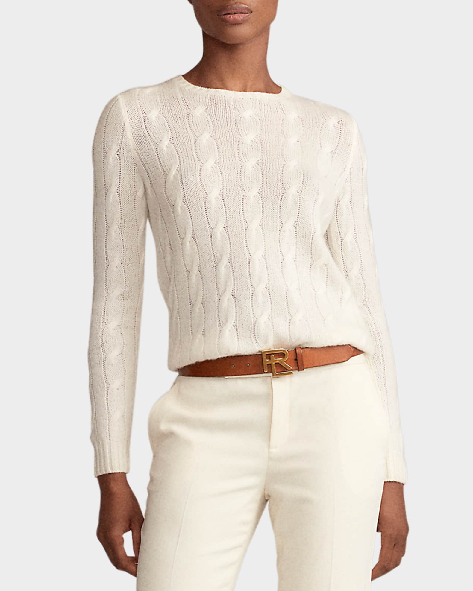 Crewneck Cashmere Cable-Knit Sweater 1