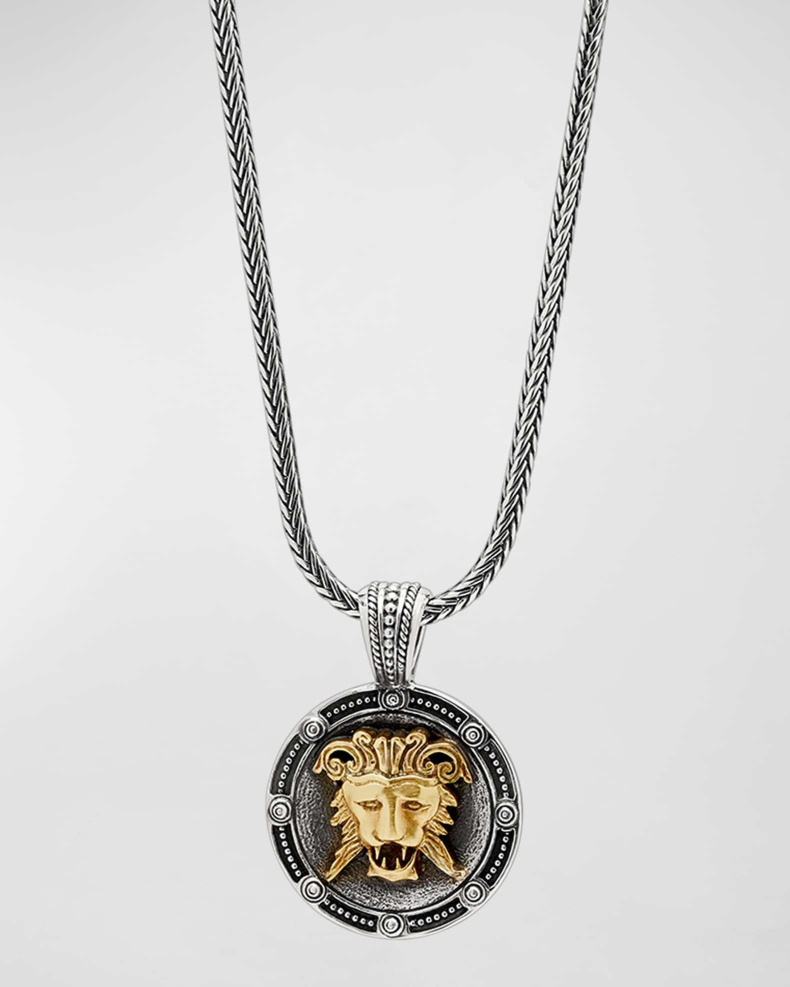Men's Myrmidones Round Lion-Face Pendant 0