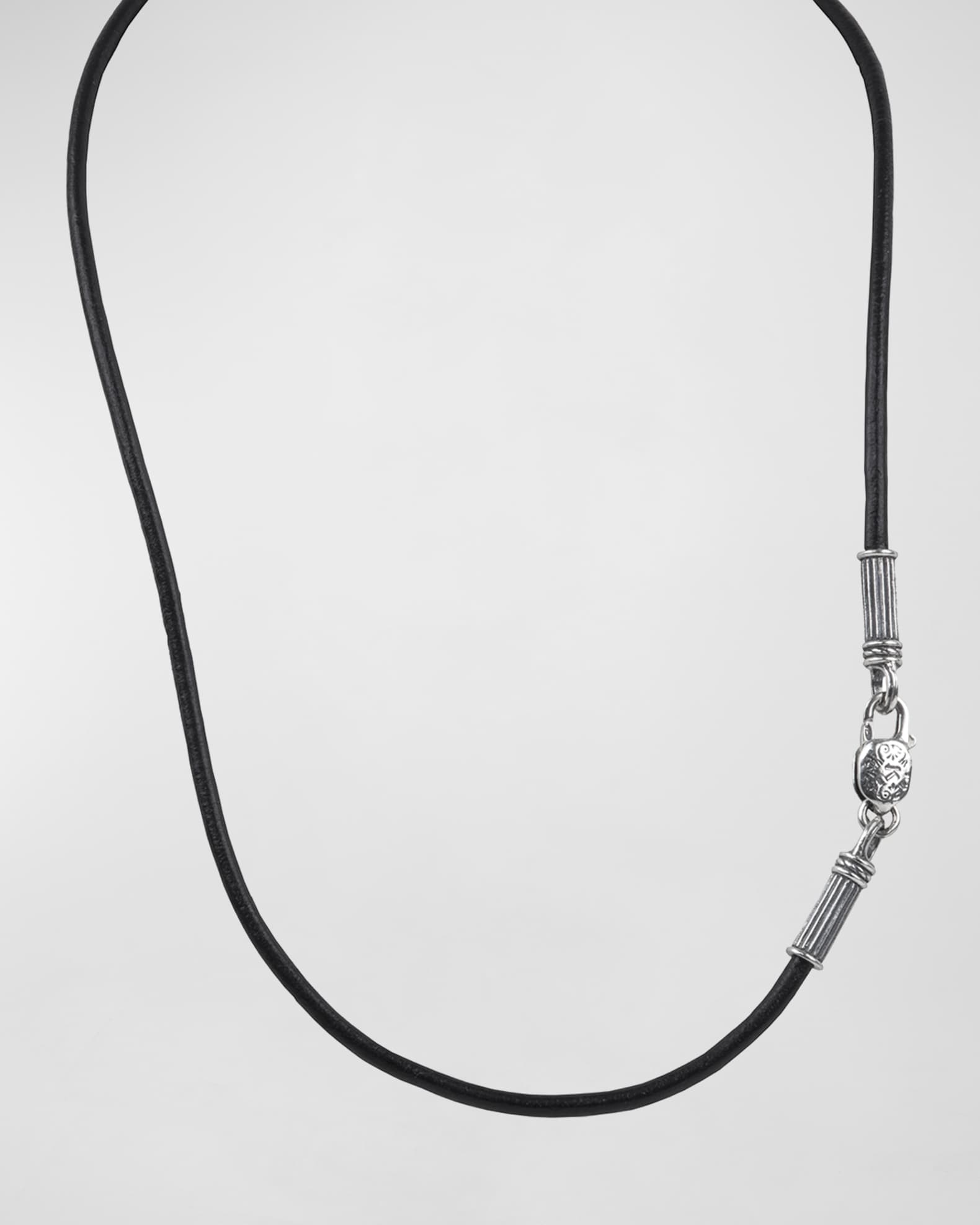 Mens black leather necklace discount