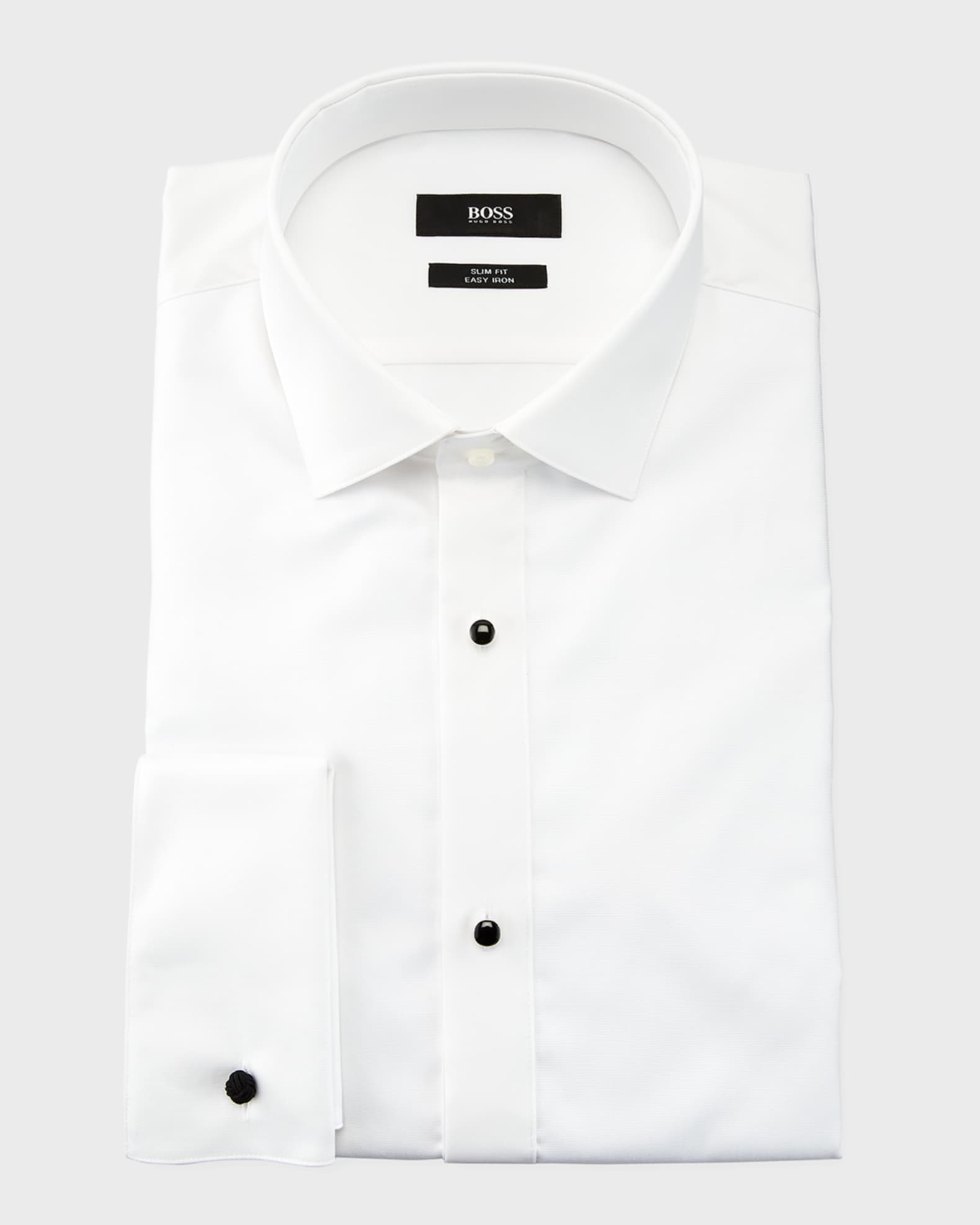 BOSS - Slim-fit dress shirt in easy-iron stretch cotton