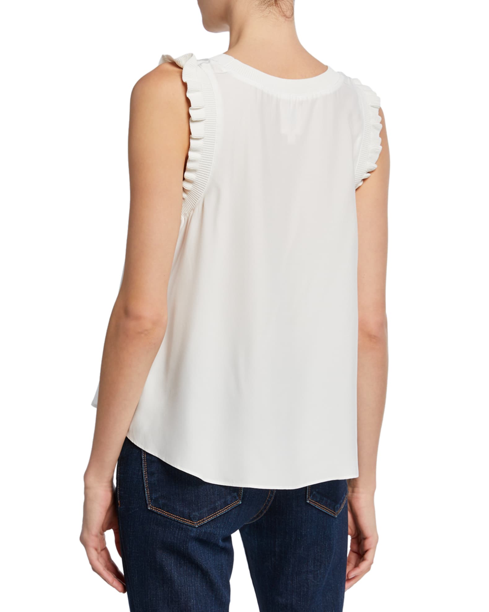 Tous Les Jours Lenore Crewneck Sleeveless Silk Top 1