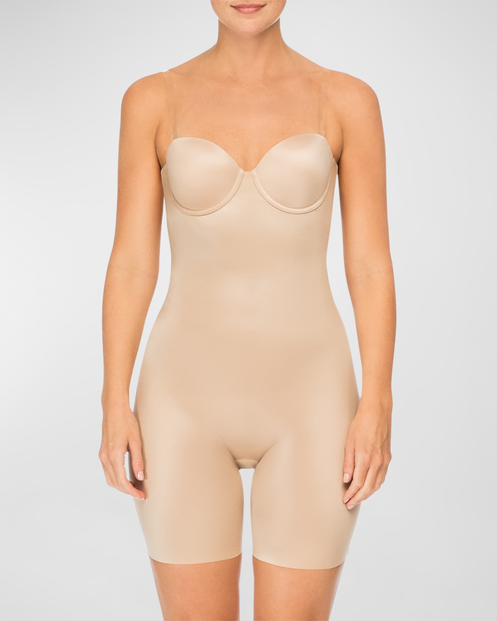 Spanx Suit Your Fancy Strapless Cupped Mid Thigh Shaping Bodysuit