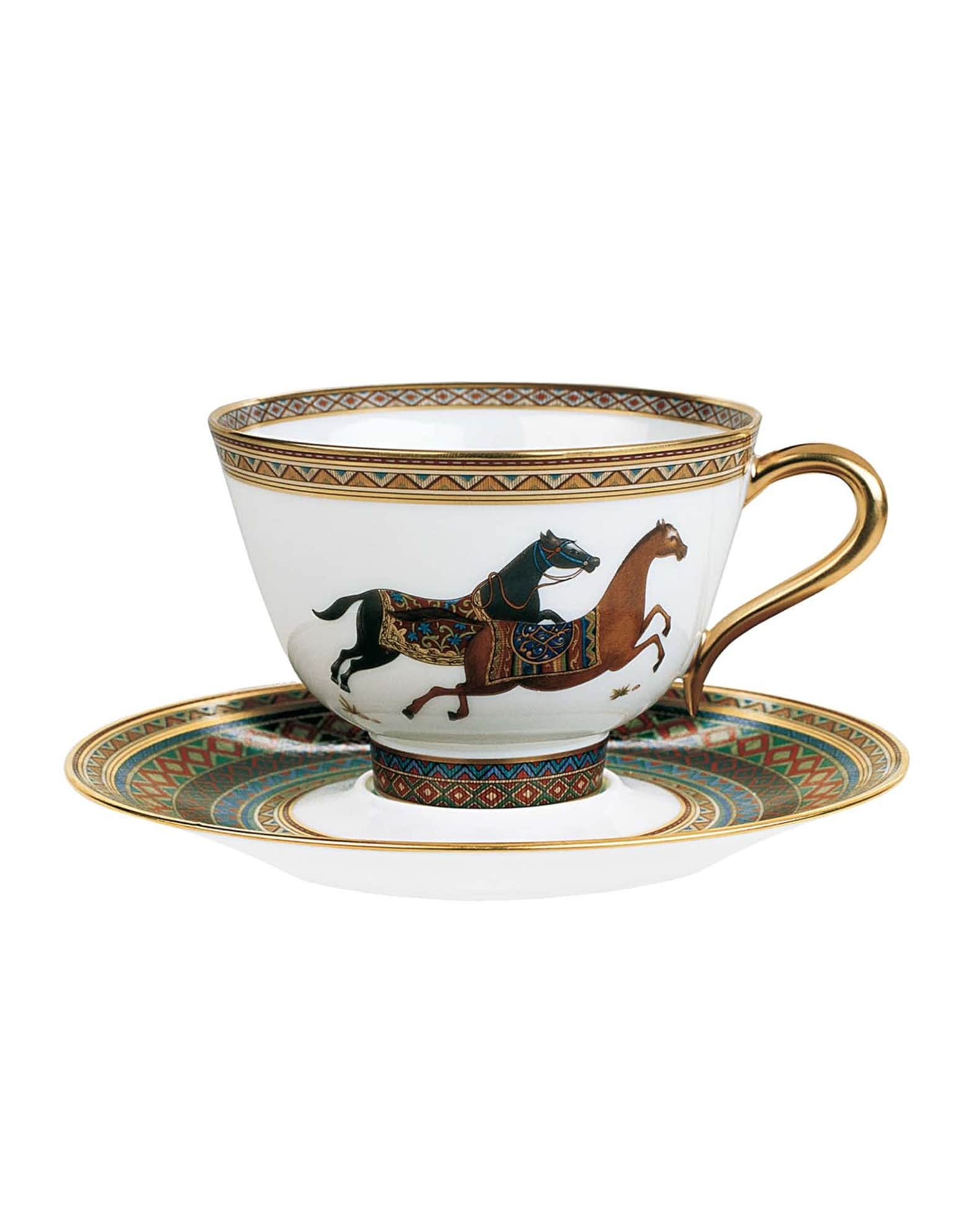 Hermes Cheval D'Orient Porcelain Tea Cup and Saucer Set