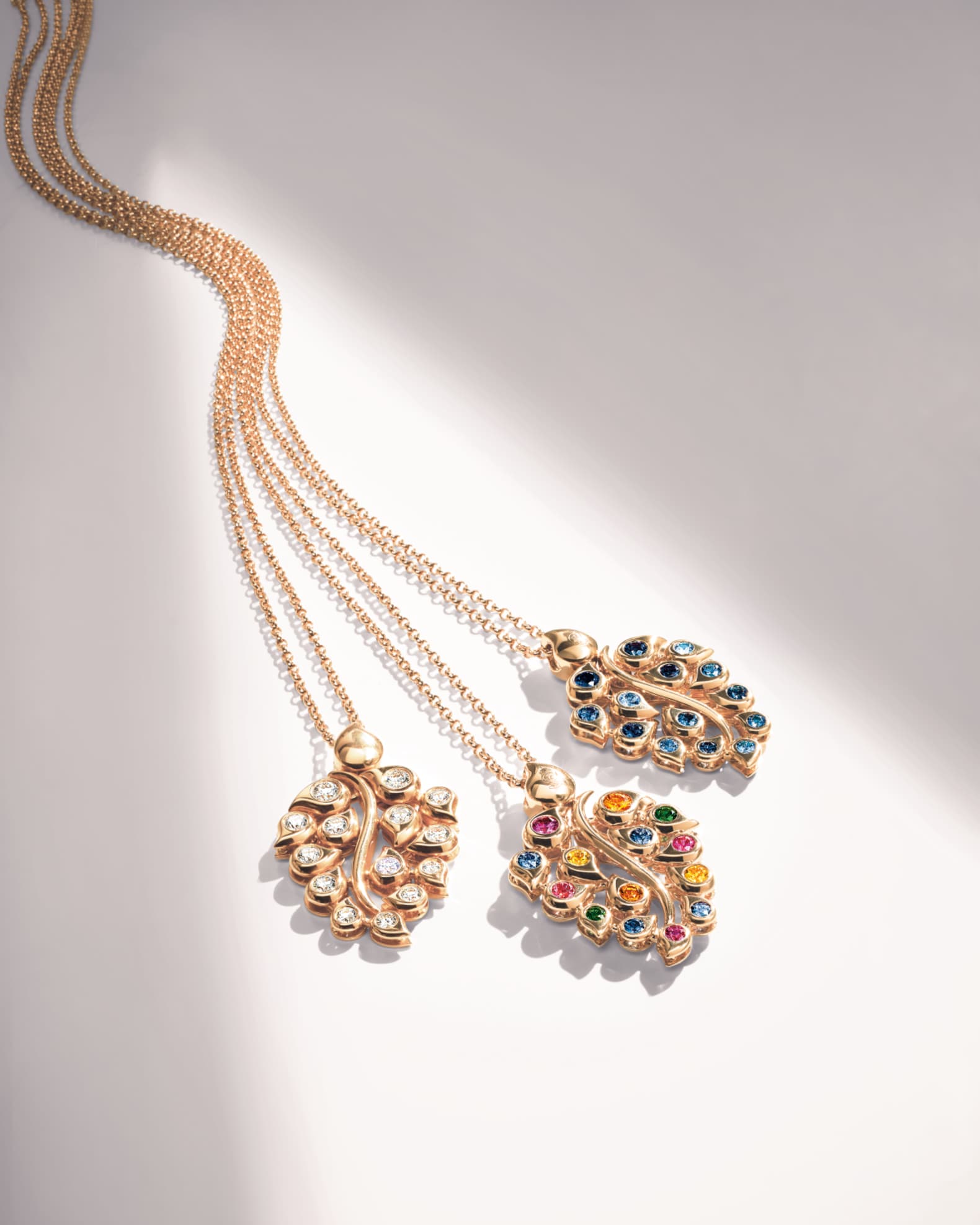 18K Rose Gold Diamond Snowflake Leaf Candy Pendant  1