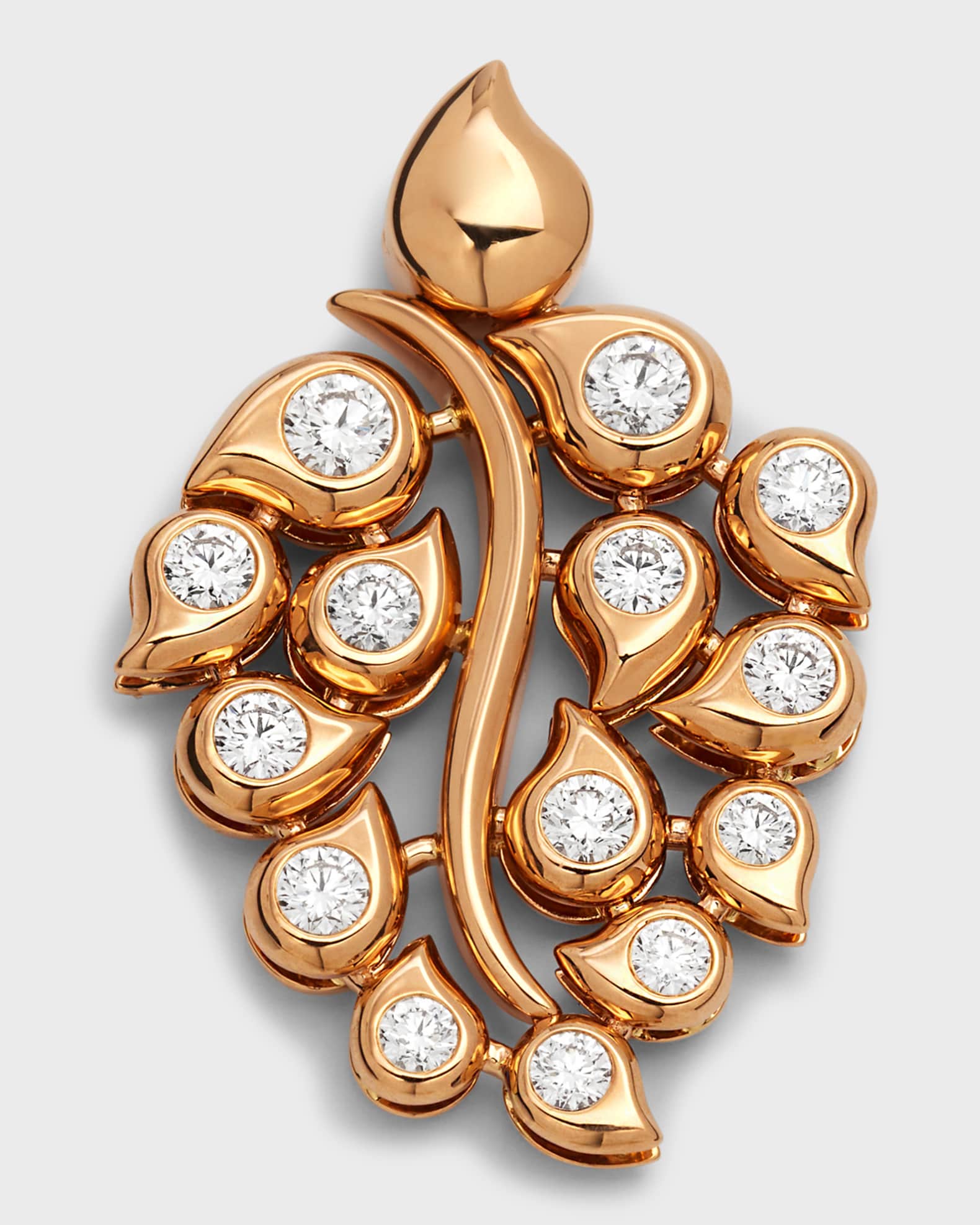18K Rose Gold Diamond Snowflake Leaf Candy Pendant  0