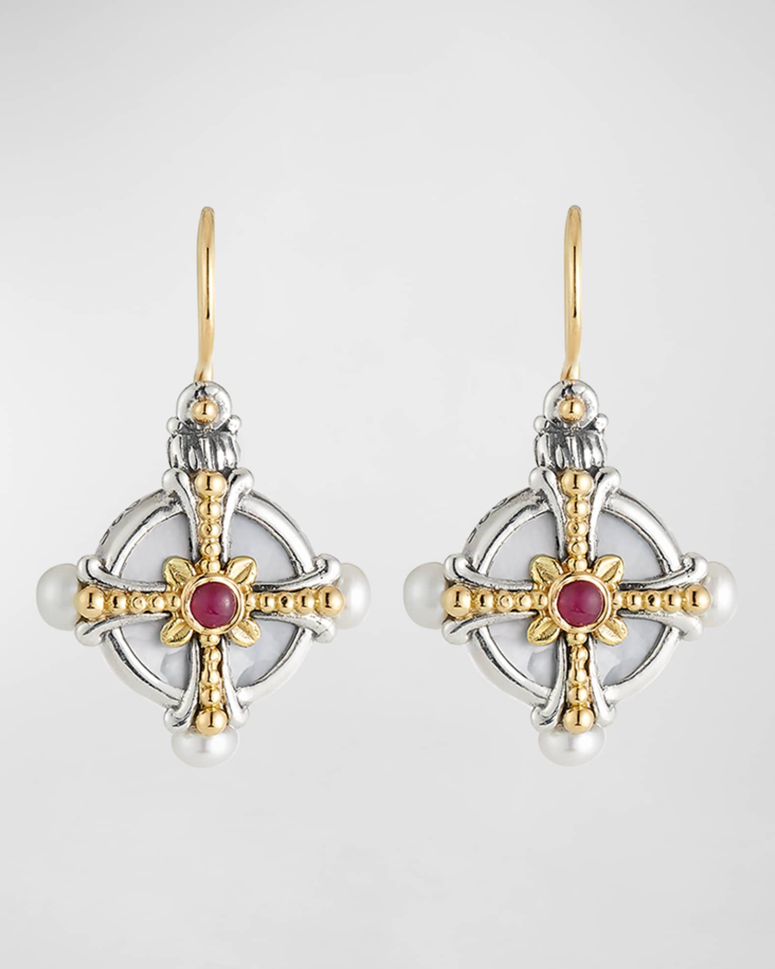 Hestia Pearl & Ruby Drop Earrings 0