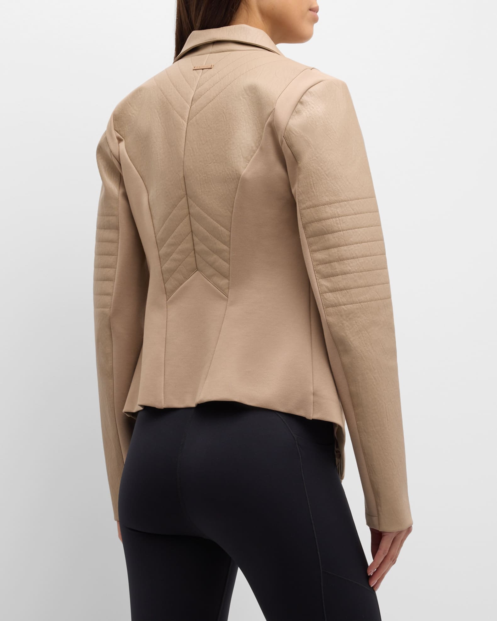 Drape Front Quilted Faux Leather Jacket