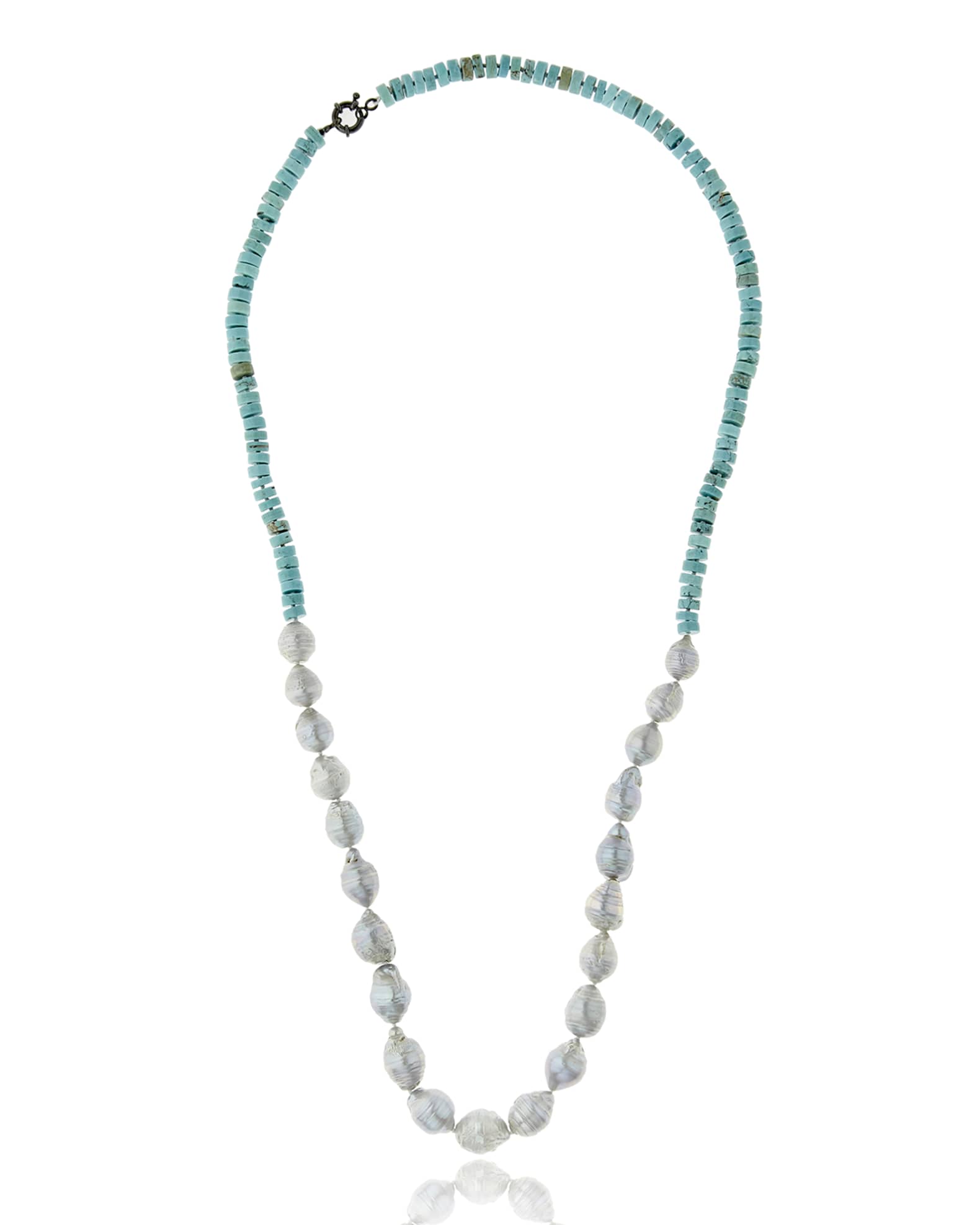 M.C.L. by Matthew Campbell Laurenza Half Turquoise & Baroque Pearl ...