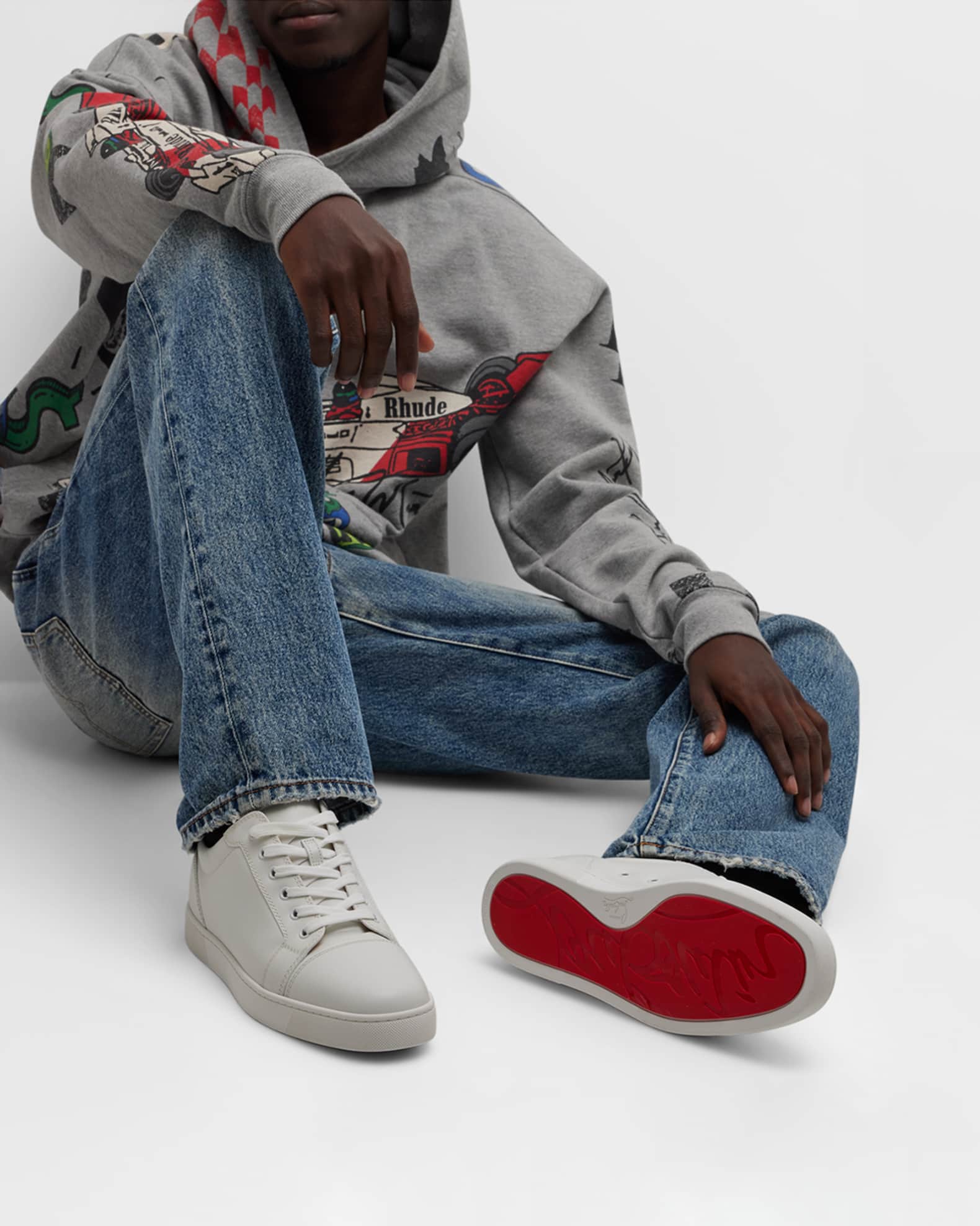 Men s Louis Junior Leather Red Sole Sneakers