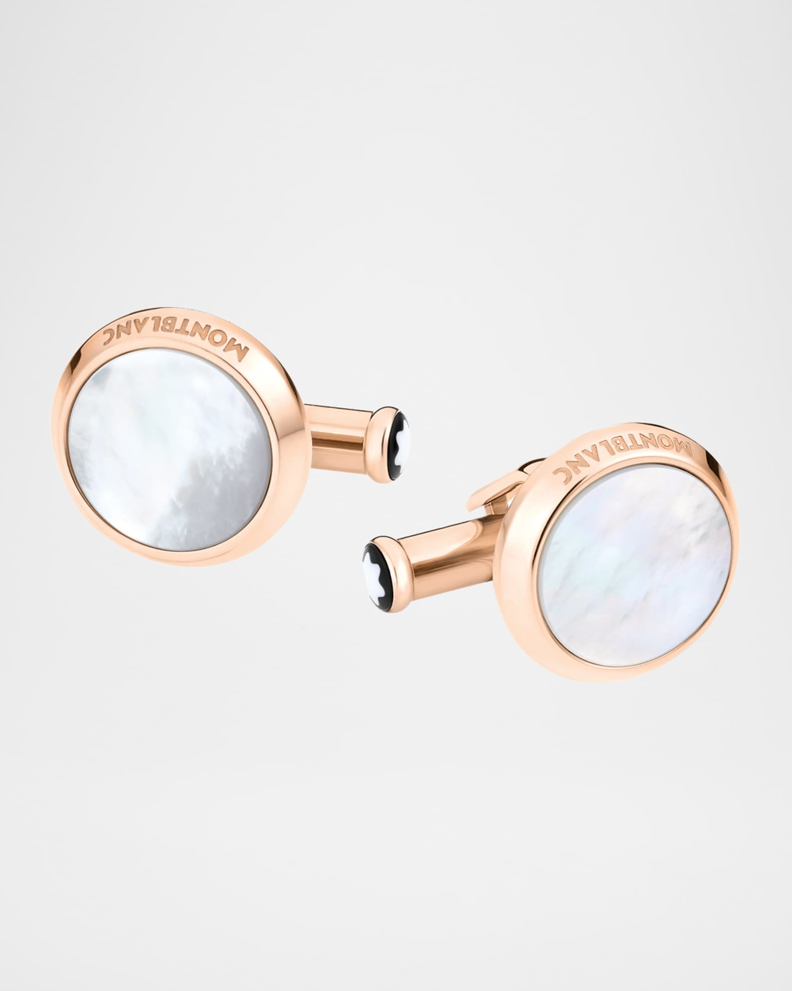 Montblanc Mother-of-Pearl Round Rose Golden Cuff Links | Neiman Marcus