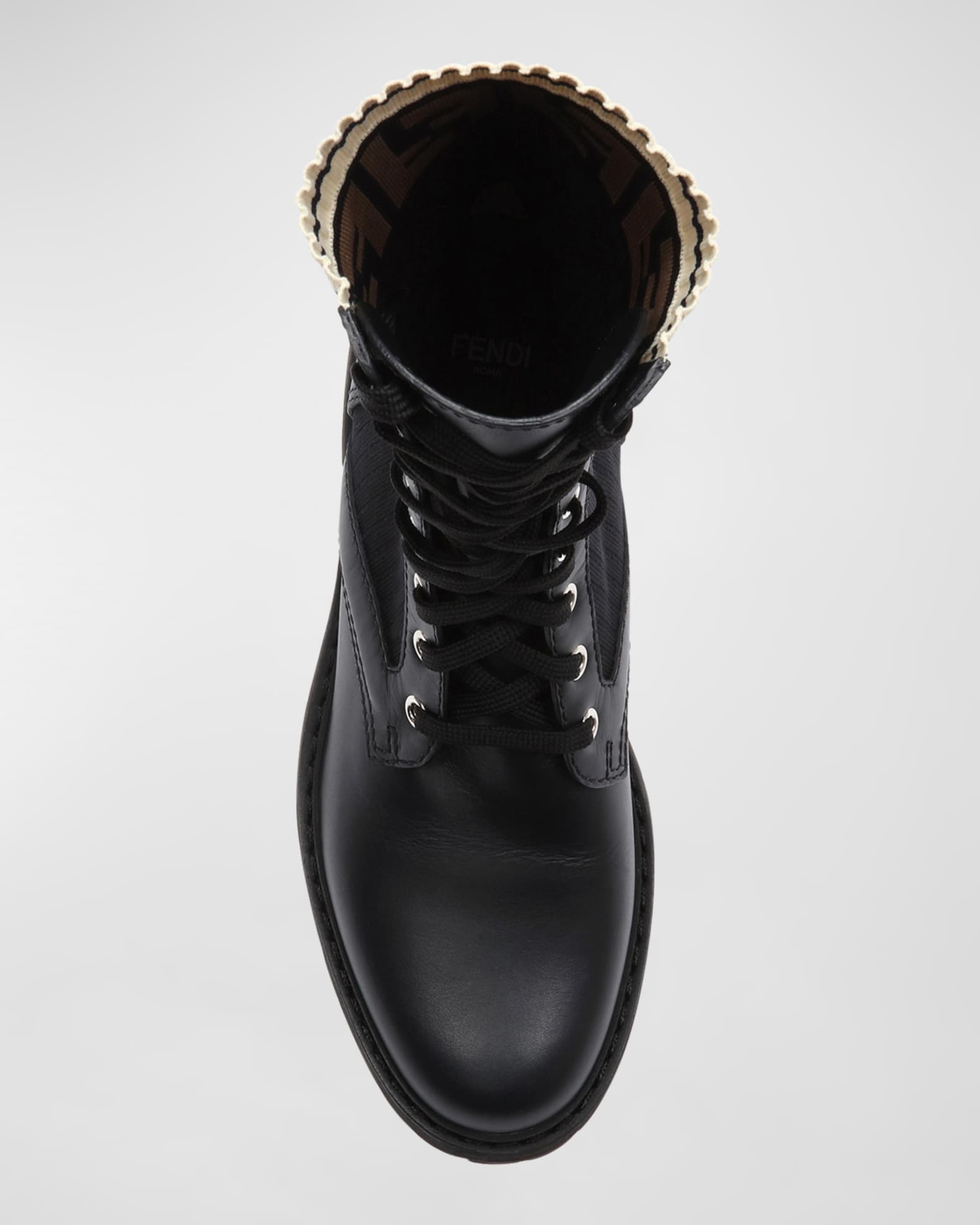 Fendi leather combat boot with ff cuff new arrivals