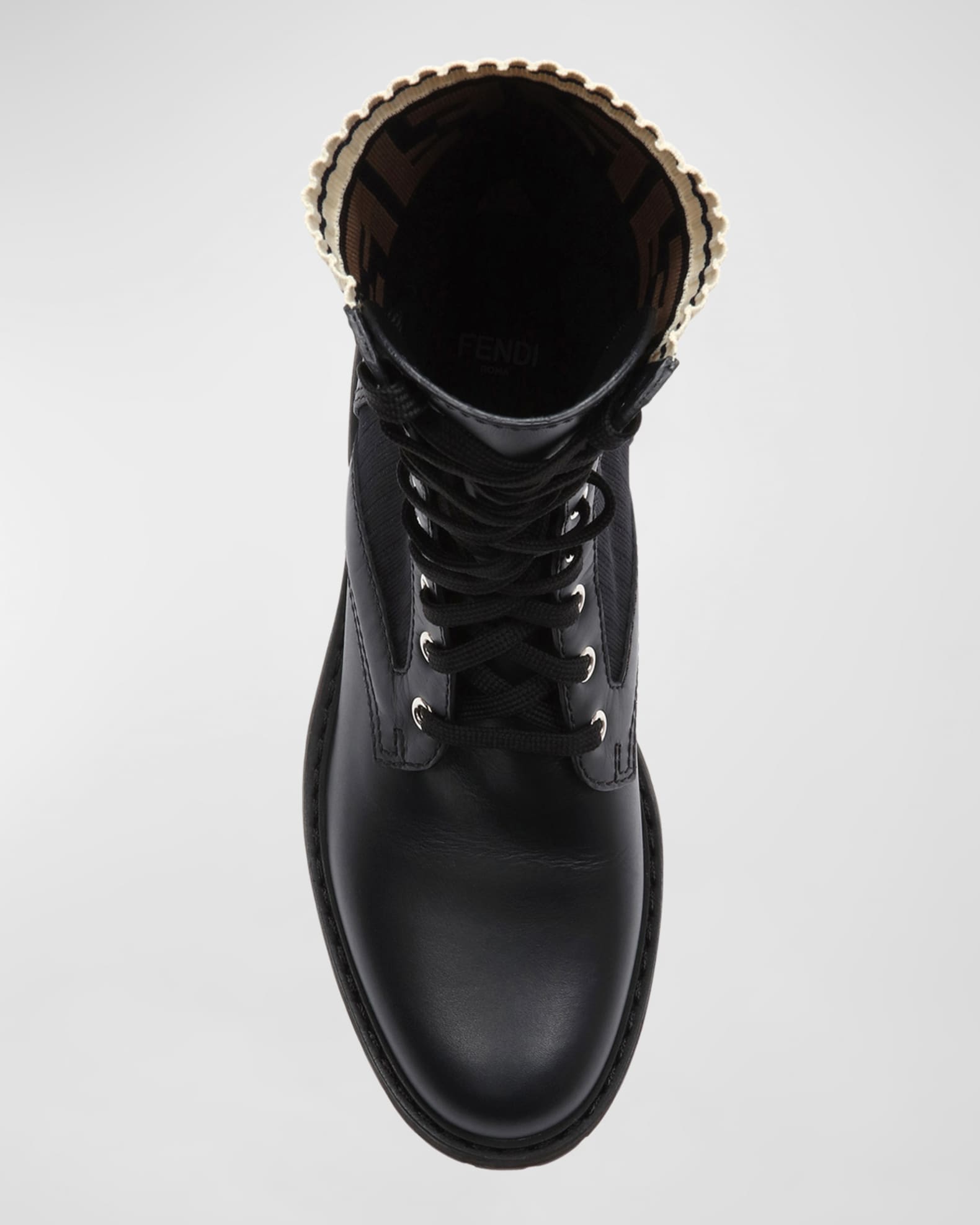 Fendi leather combat boot with ff cuff hot sale