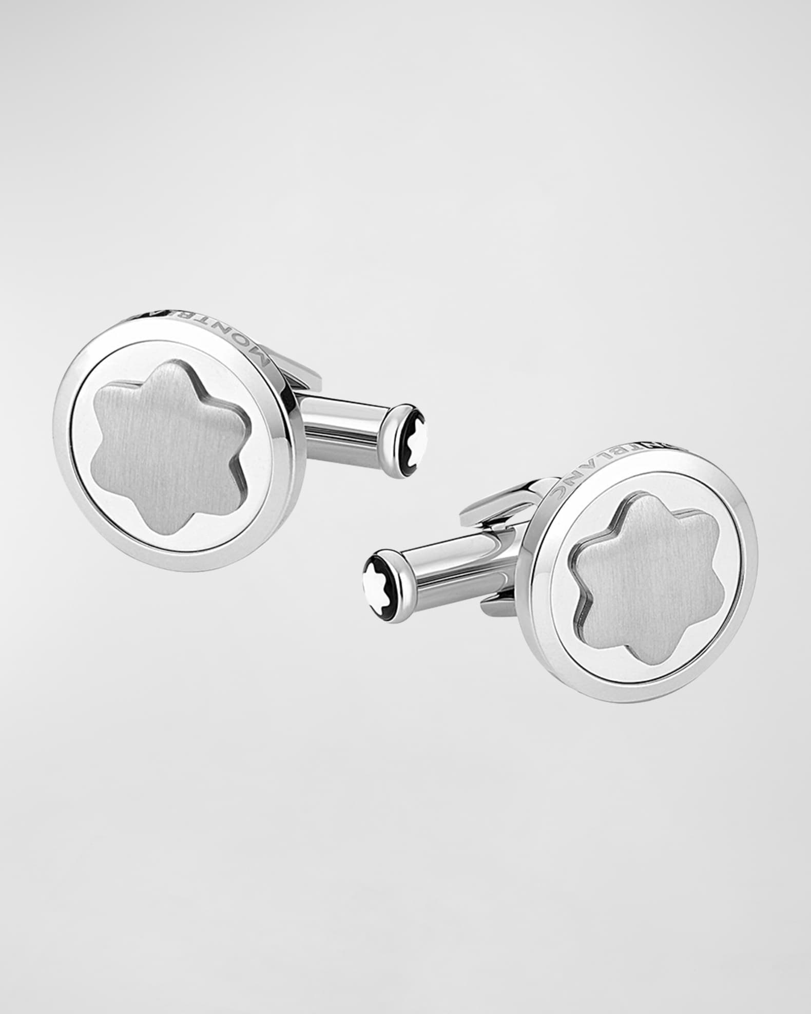 Montblanc Snowcap-Emblem Round Cuff Links, Silvertone | Neiman Marcus