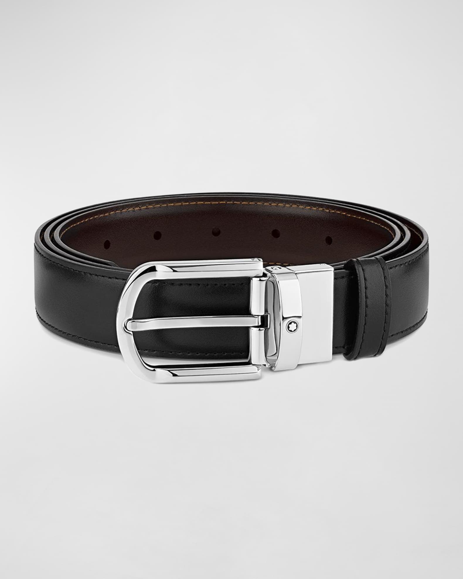 Montblanc Men's Horseshoe-Buckle Reversible Leather Belt | Neiman Marcus