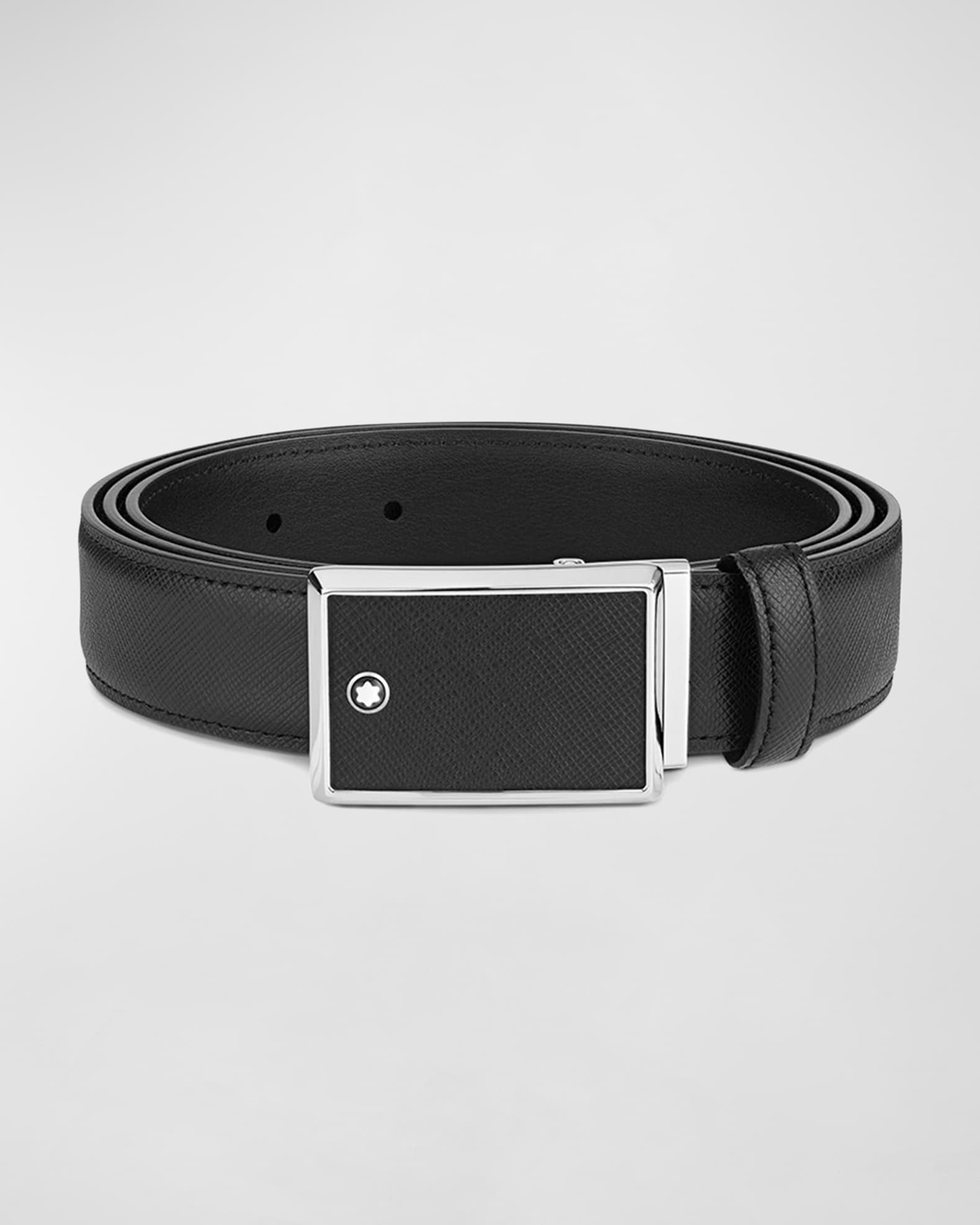 Montblanc Men's Rectangle-Buckle Leather Belt | Neiman Marcus
