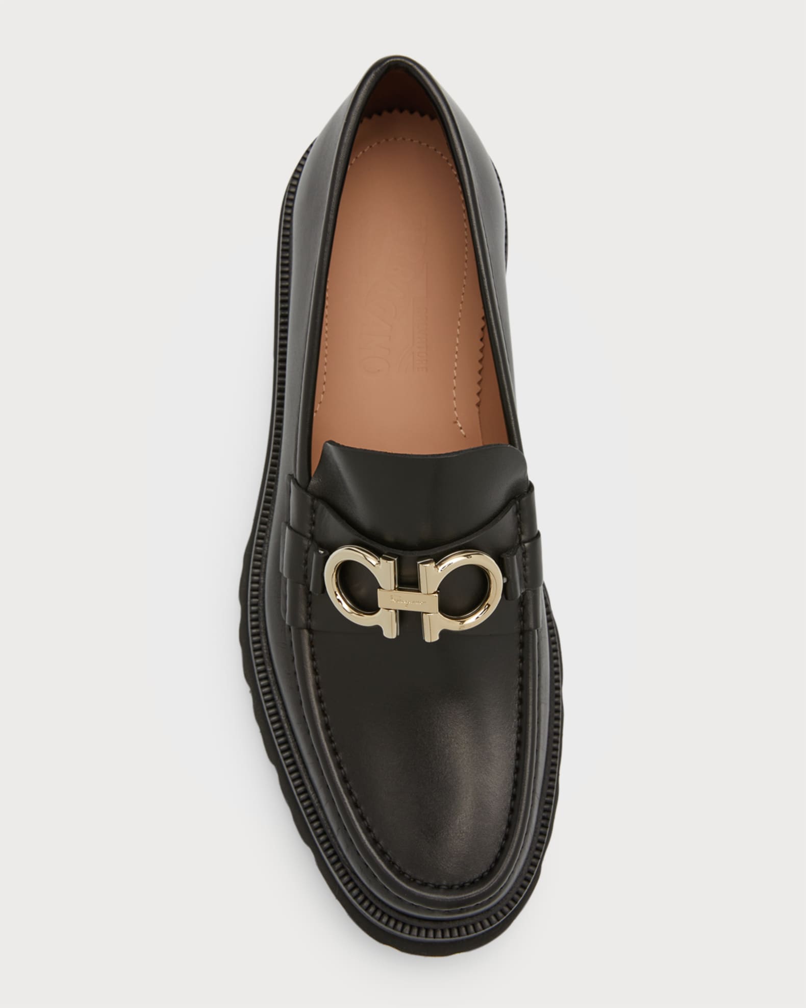 Ferragamo Men s Bleecker Leather Lug Sole Loafers with Reversible Bit Neiman Marcus
