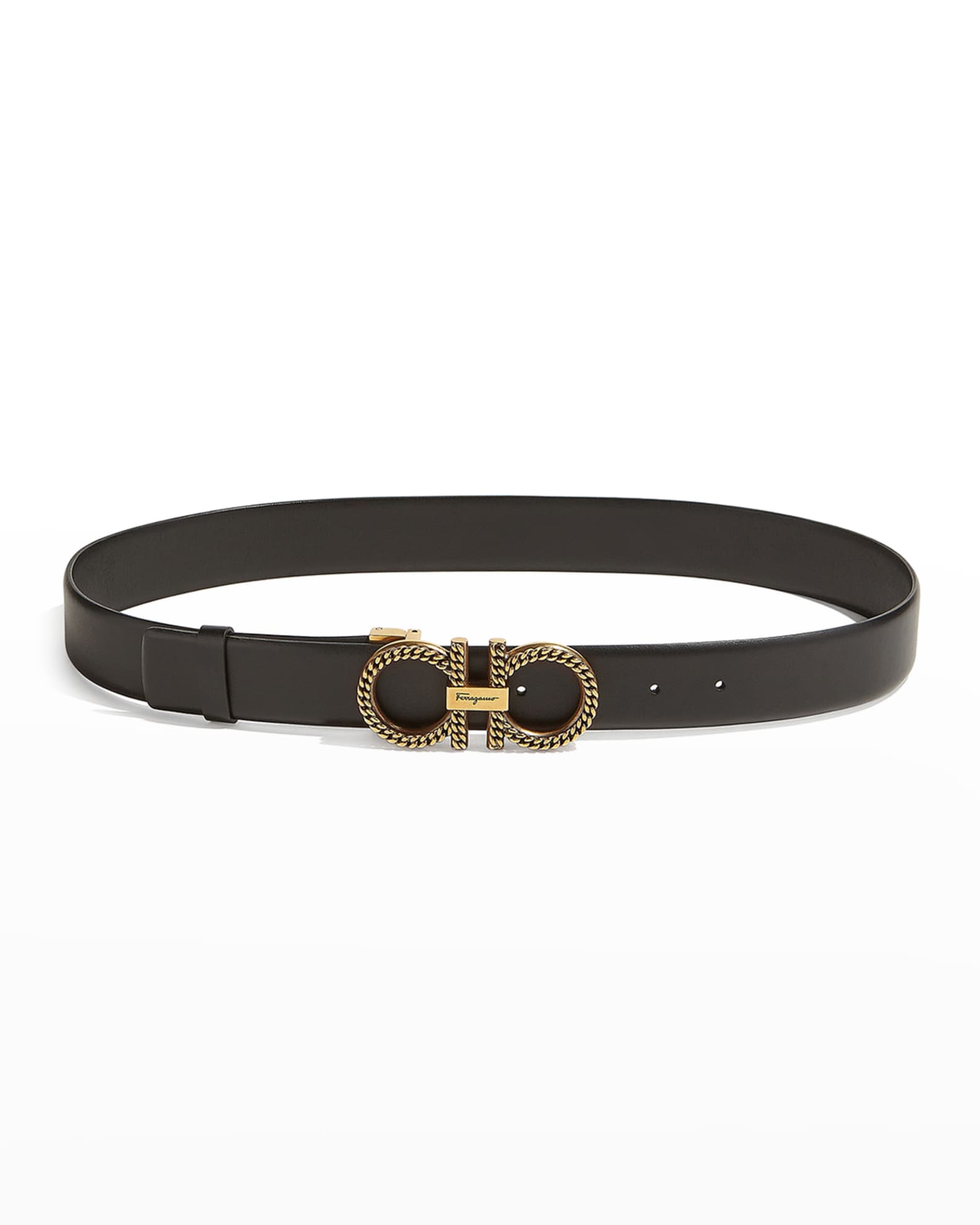 Ferragamo Chain Double-Gancini Leather Belt | Neiman Marcus