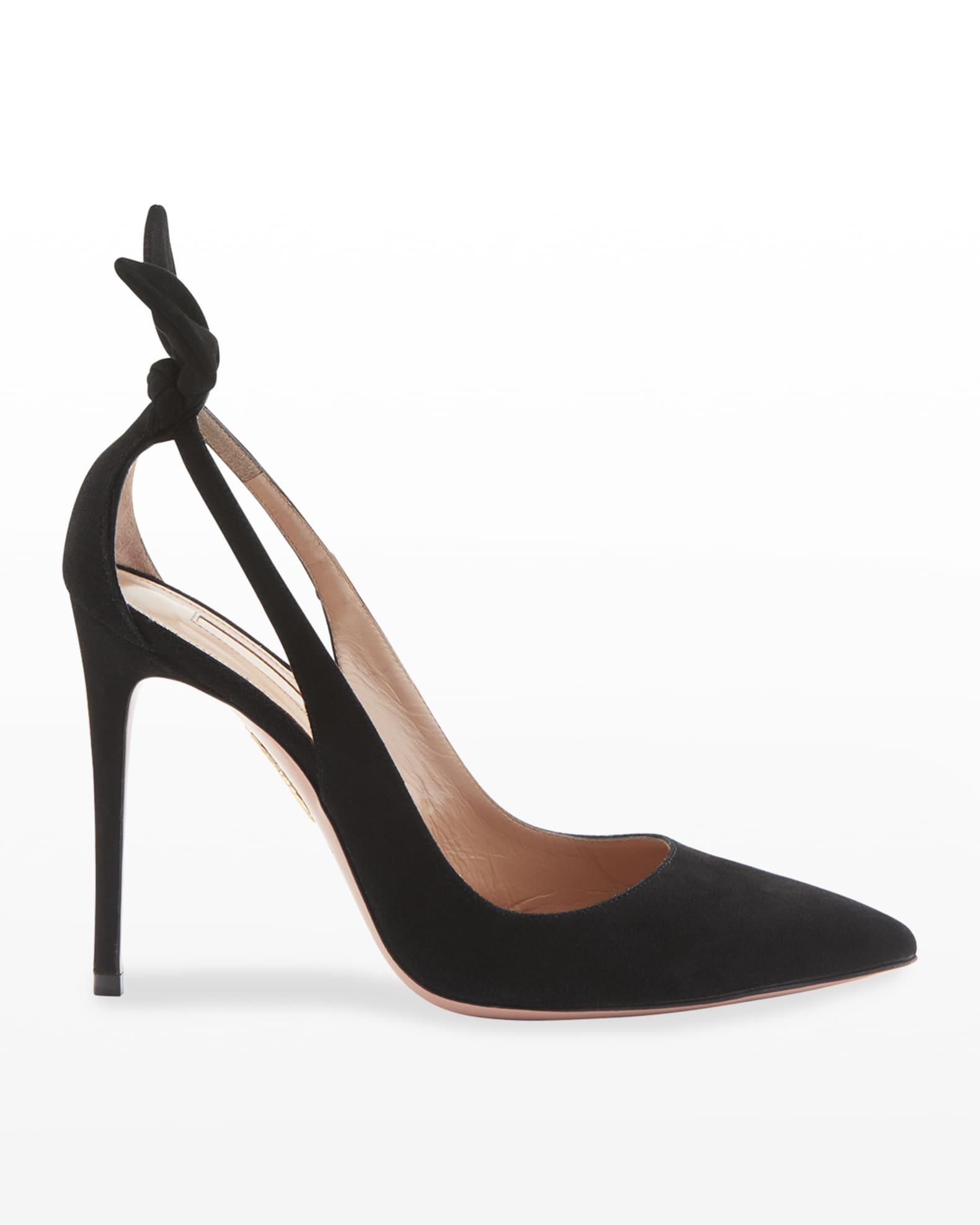 Aquazzura Bow Tie Suede 105mm Pumps | Neiman Marcus