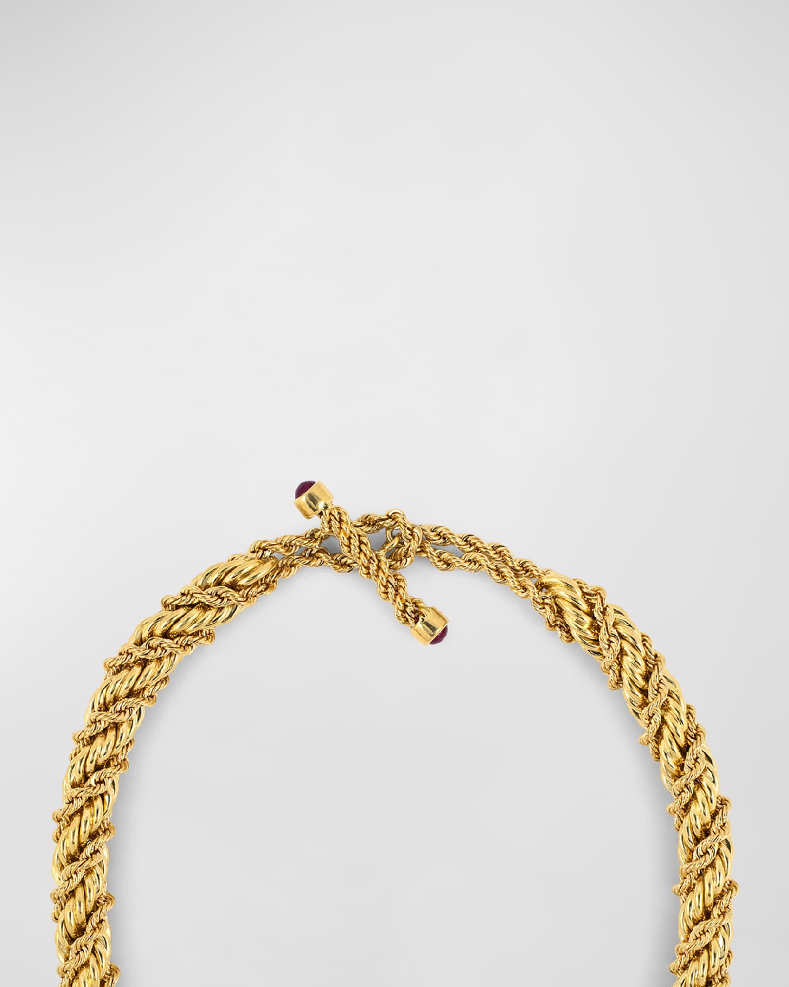 Estate Tiffany & Co. 18K Yellow Gold Twisted Rope Necklace with Ruby Toggle 1