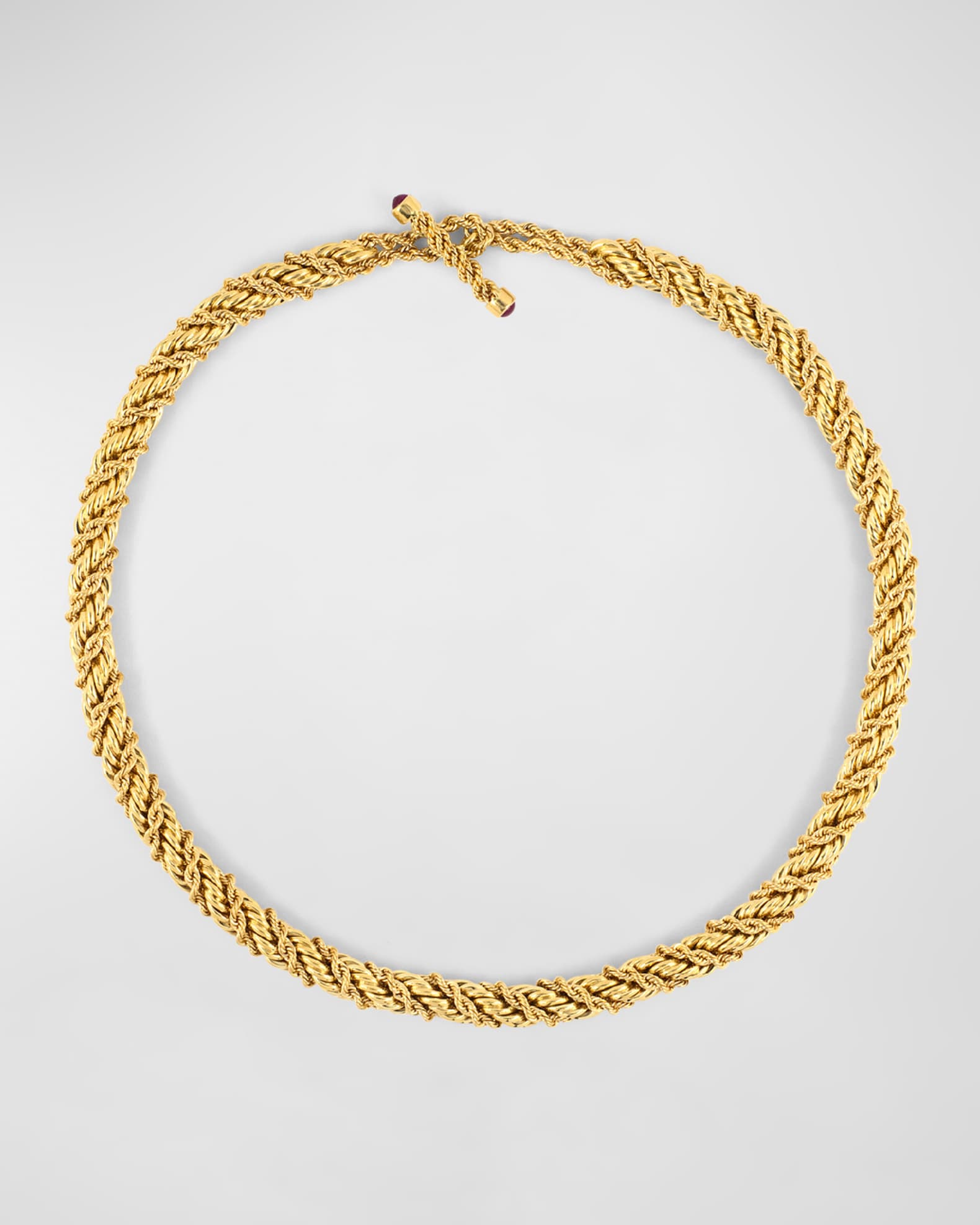 Estate Tiffany & Co. 18K Yellow Gold Twisted Rope Necklace with Ruby Toggle 0
